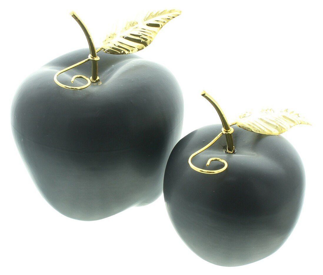 Home-trends24.de Dekofigur Apfel Schwarz Gold Deko Figur Objekt Skulptur 2er Set (2 St)