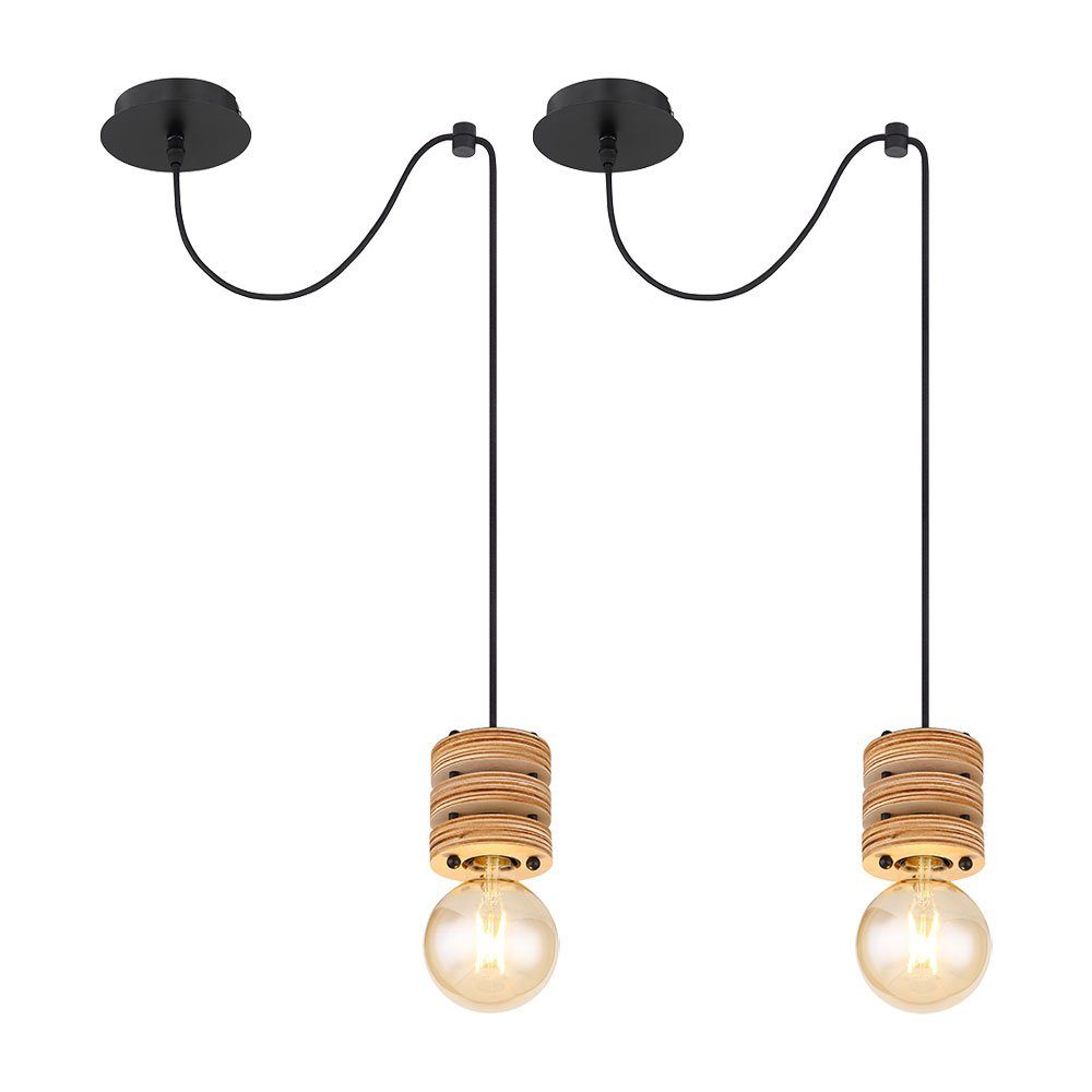 GLOBO LIGHTING Pendelleuchte, Leuchtmittel nicht inklusive, Hängelampe Pendelleuchte Esstischlampe braun höhenverstellbar 2er Set