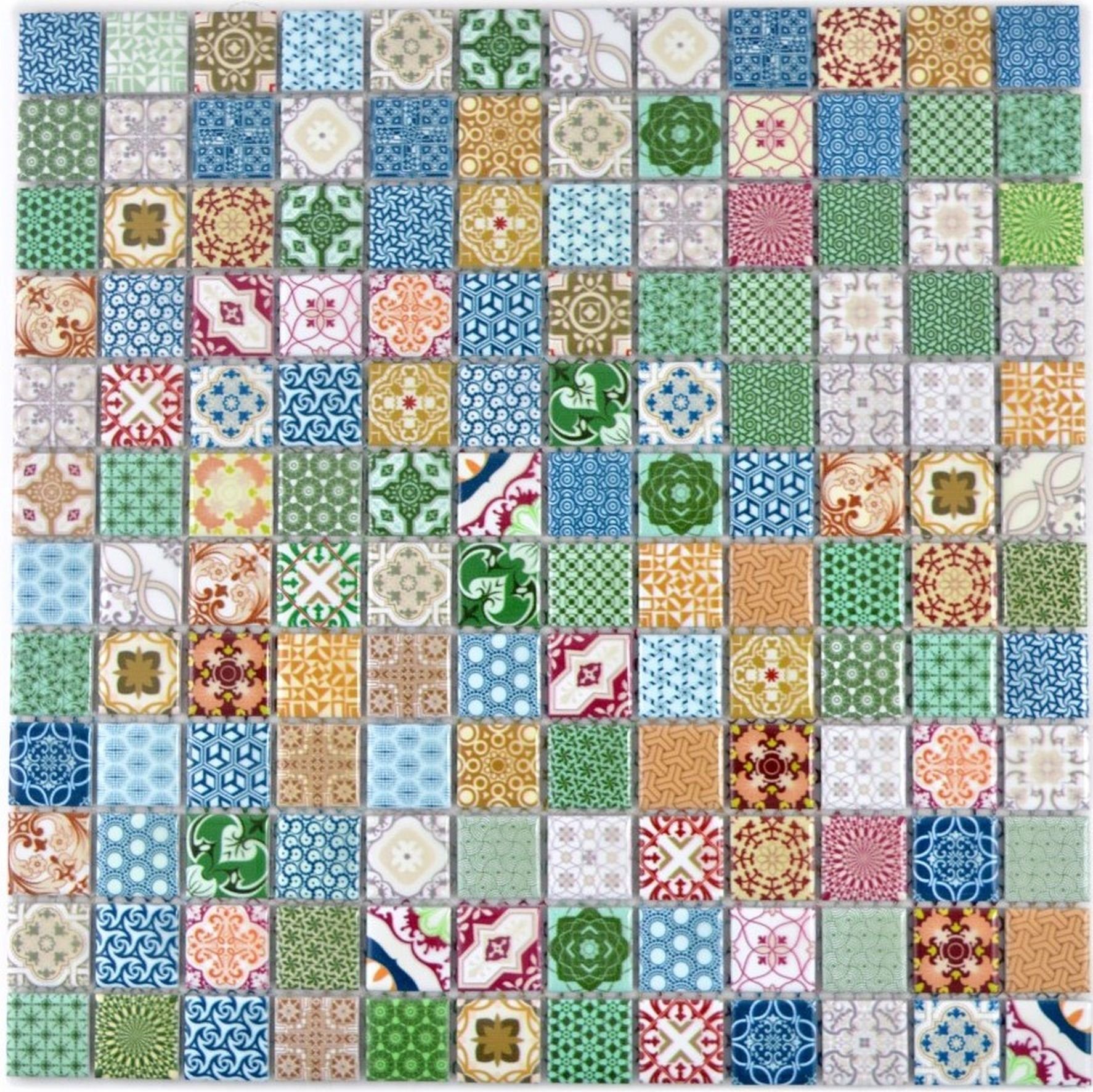 10 / Mosani Mosaikfliesen Matten matt Quadratisches bunt Keramikmosaik Mosaikfliesen