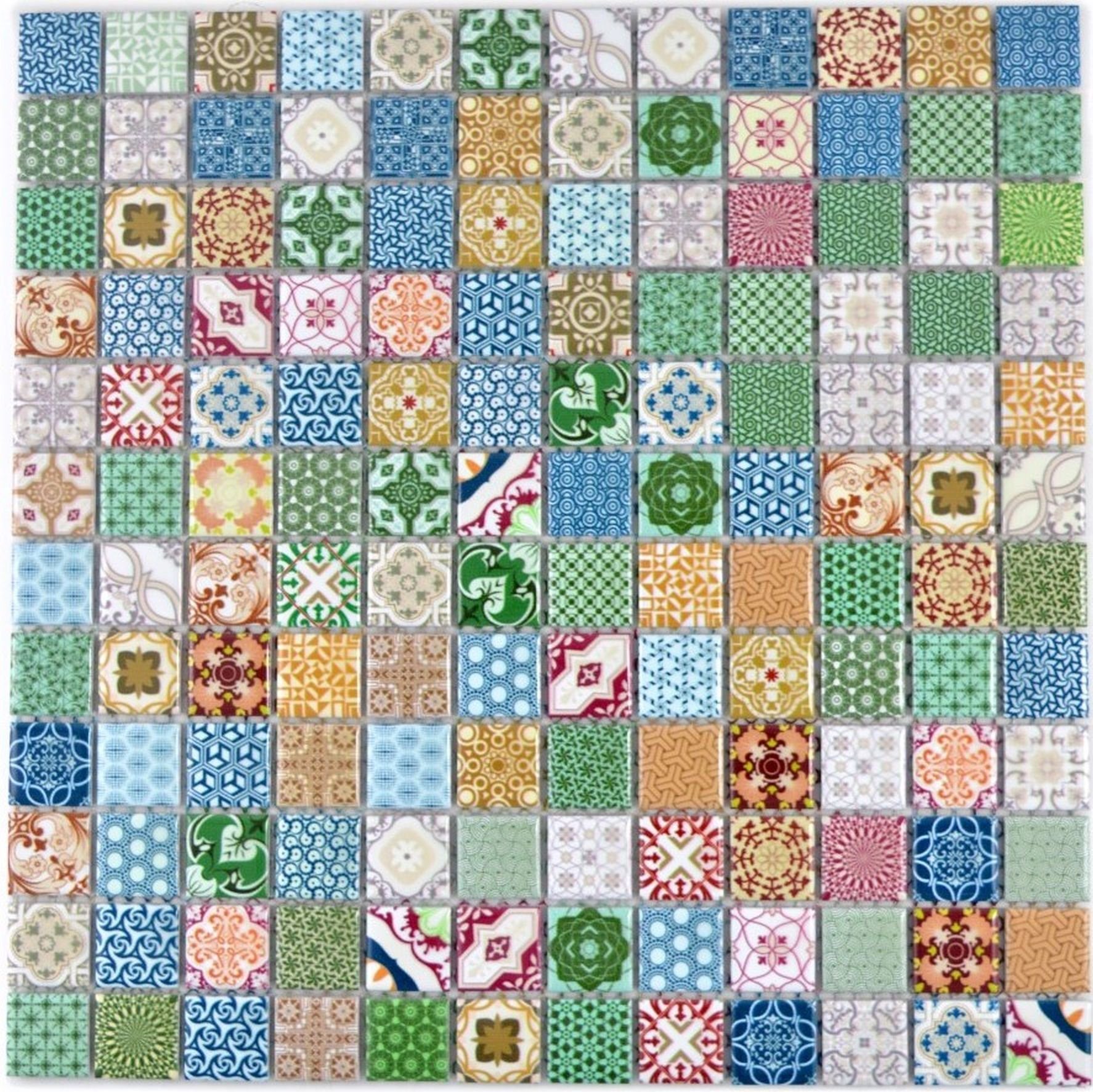 Mosani Mosaikfliesen Keramik Mosaik bunte Mosaikfliese spanische Optik Retro Vintage