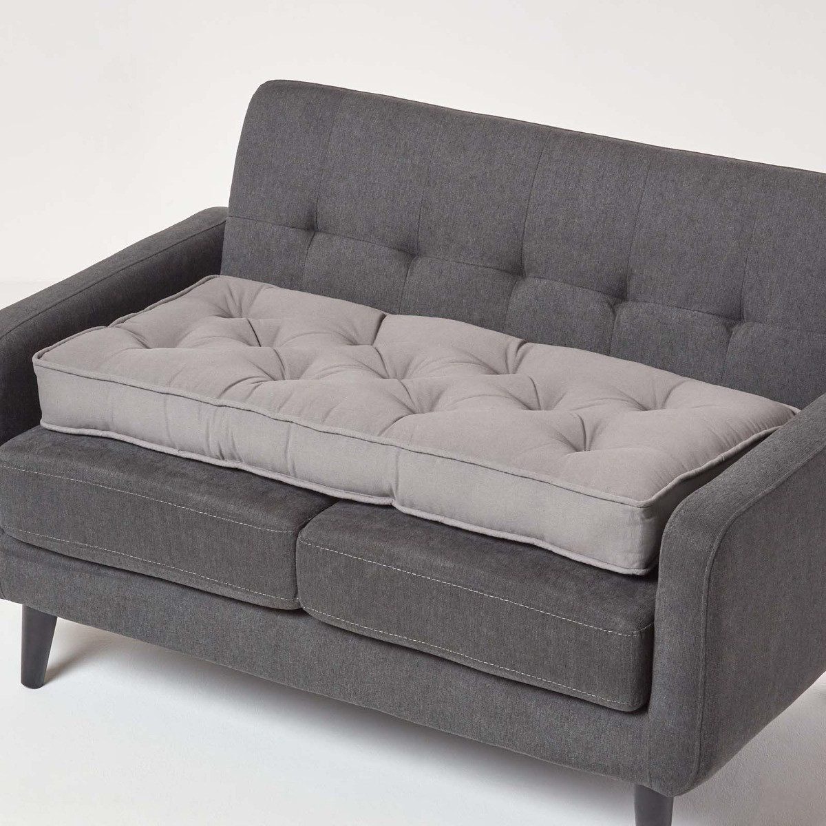 Homescapes Sitzkissen Sitzauflage für Zweisitzer-Sofa 100 x 48 cm – dickes Sitzkissen grau