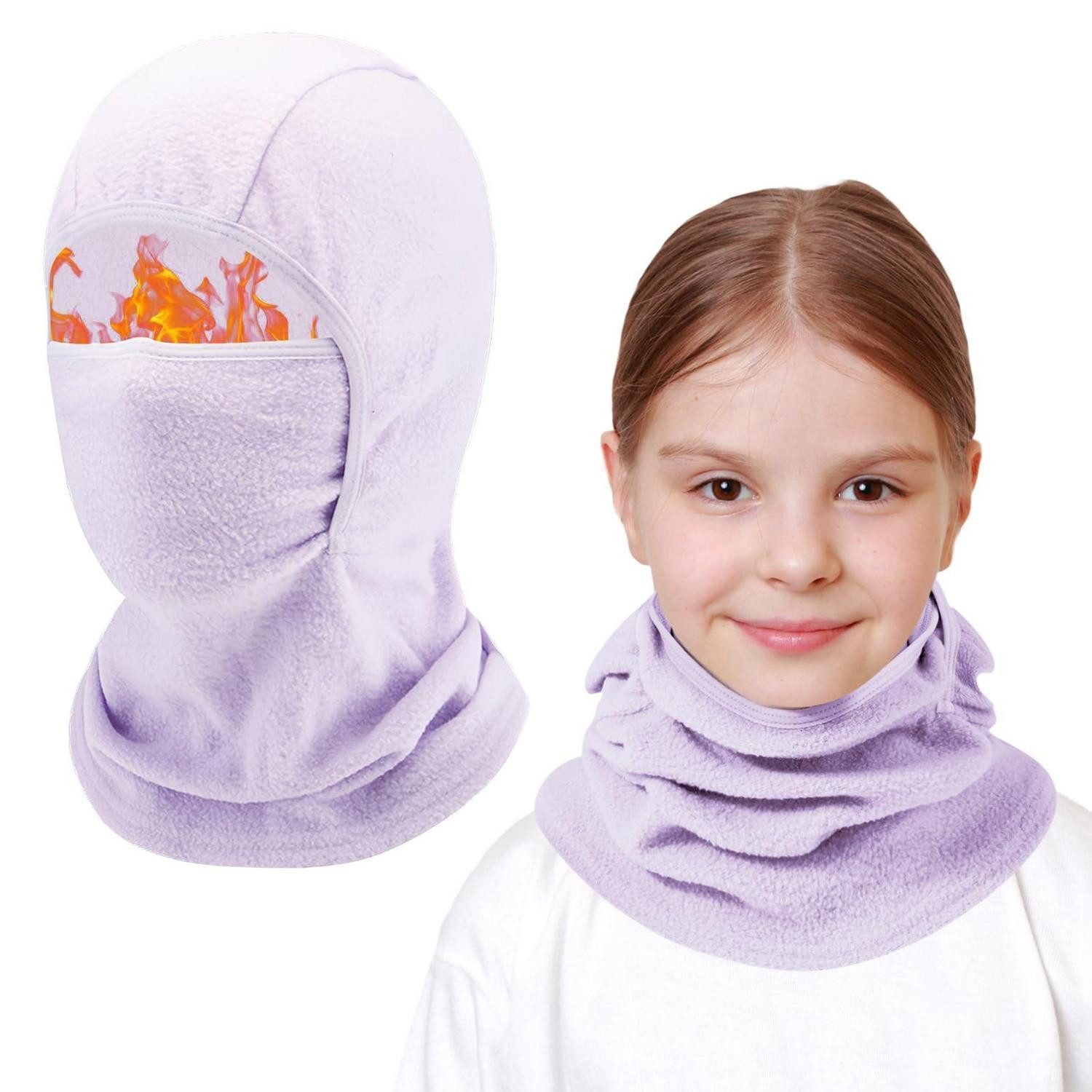 LuxusKollektion Sturmhaube Sturmhaube Kinder 4-13 Fleece Skimaske Halswärmer Hellviolett