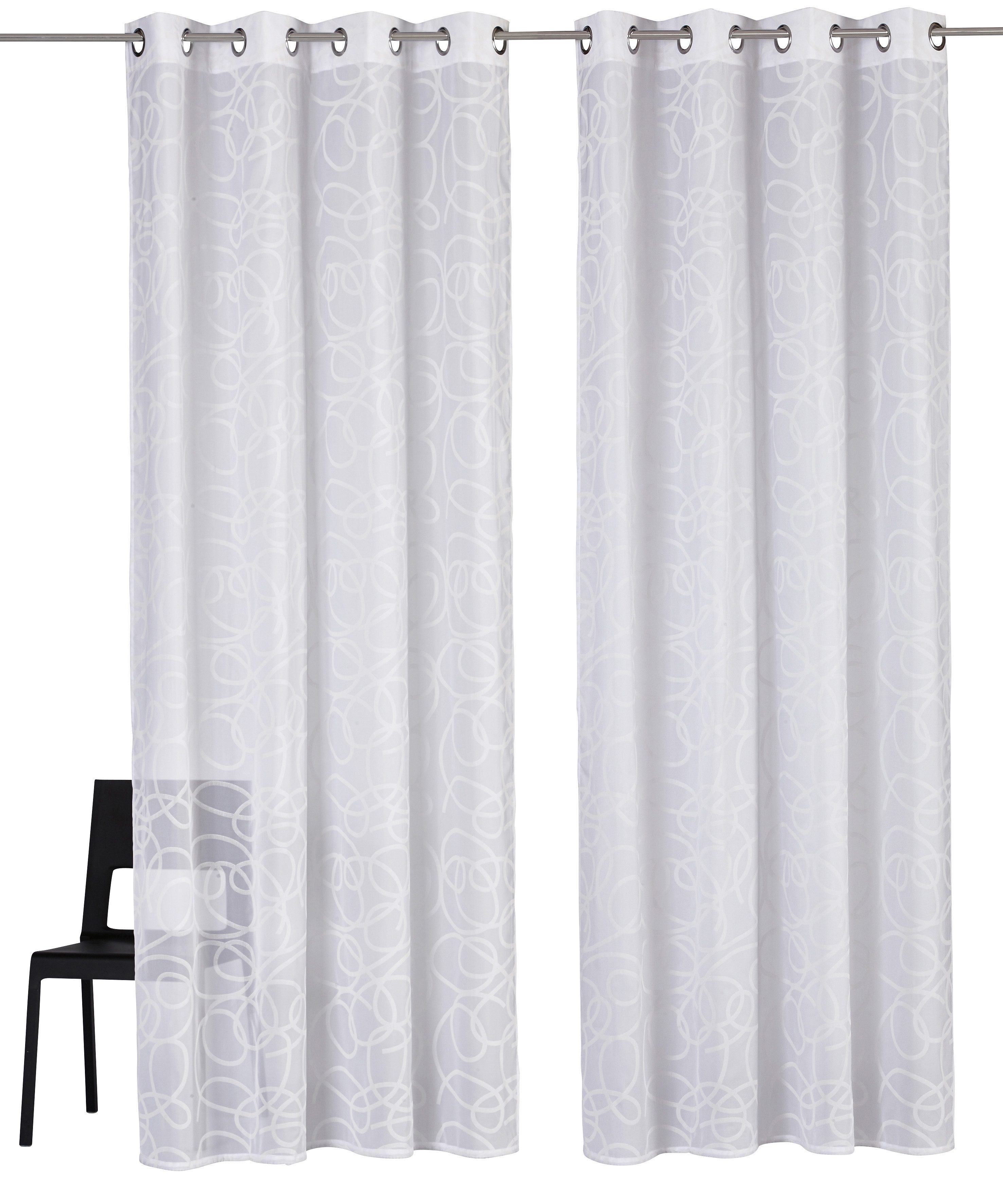 Gardine Tanaro, my home, Ösen Bedruckt, St), weiß 2-er Transparent, Voile, transparent, (2 Set, Polyester