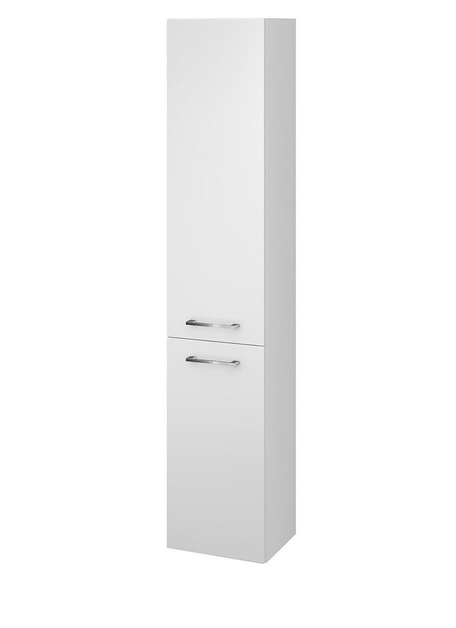 KOLMAN Hochschrank Weiß mit LARA Badezimmerschrank 150x30x25 Hochhängeschrank 2-Türen