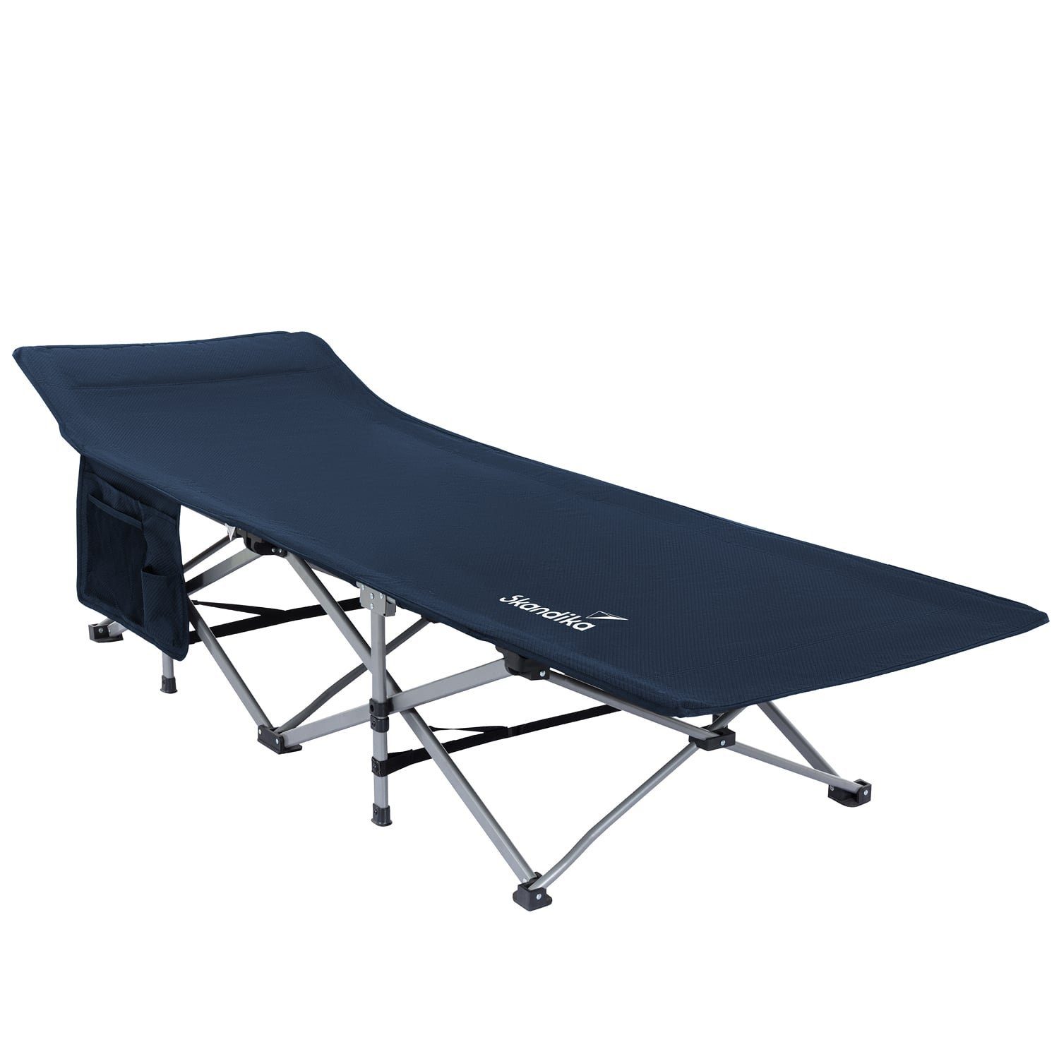 Campingliege Viia, klappbare Feldbett, bequemes Klappbett, Campingbett bis 200 kg