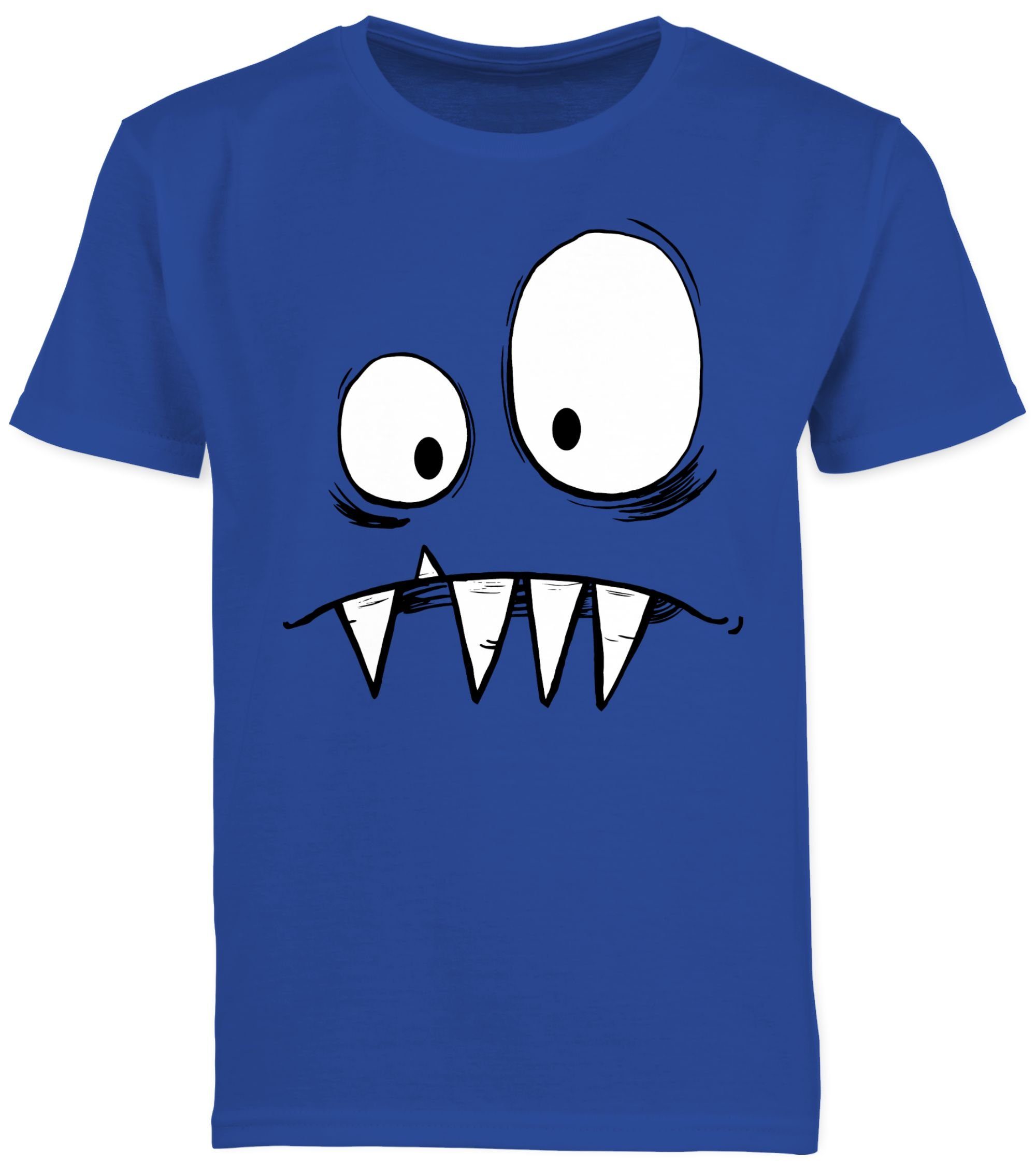 gruselige Shirtracer T-Shirt Karneval & Zähne Augen Freches Royalblau große 3 Fasching Monster