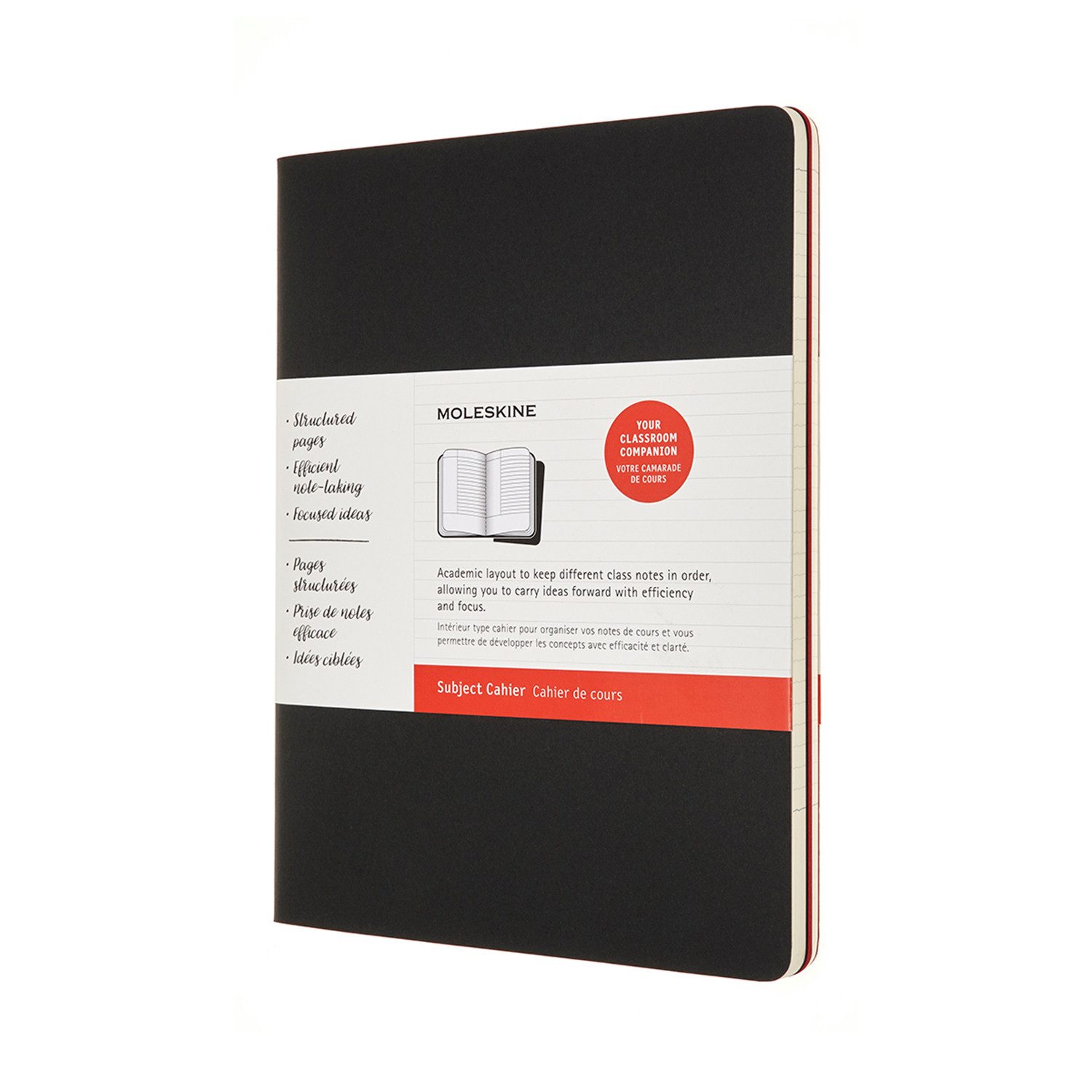 MOLESKINE Notizheft, Cahier Studien - 2er Set - XL (19x25) - Liniert - Schwarz - Rot