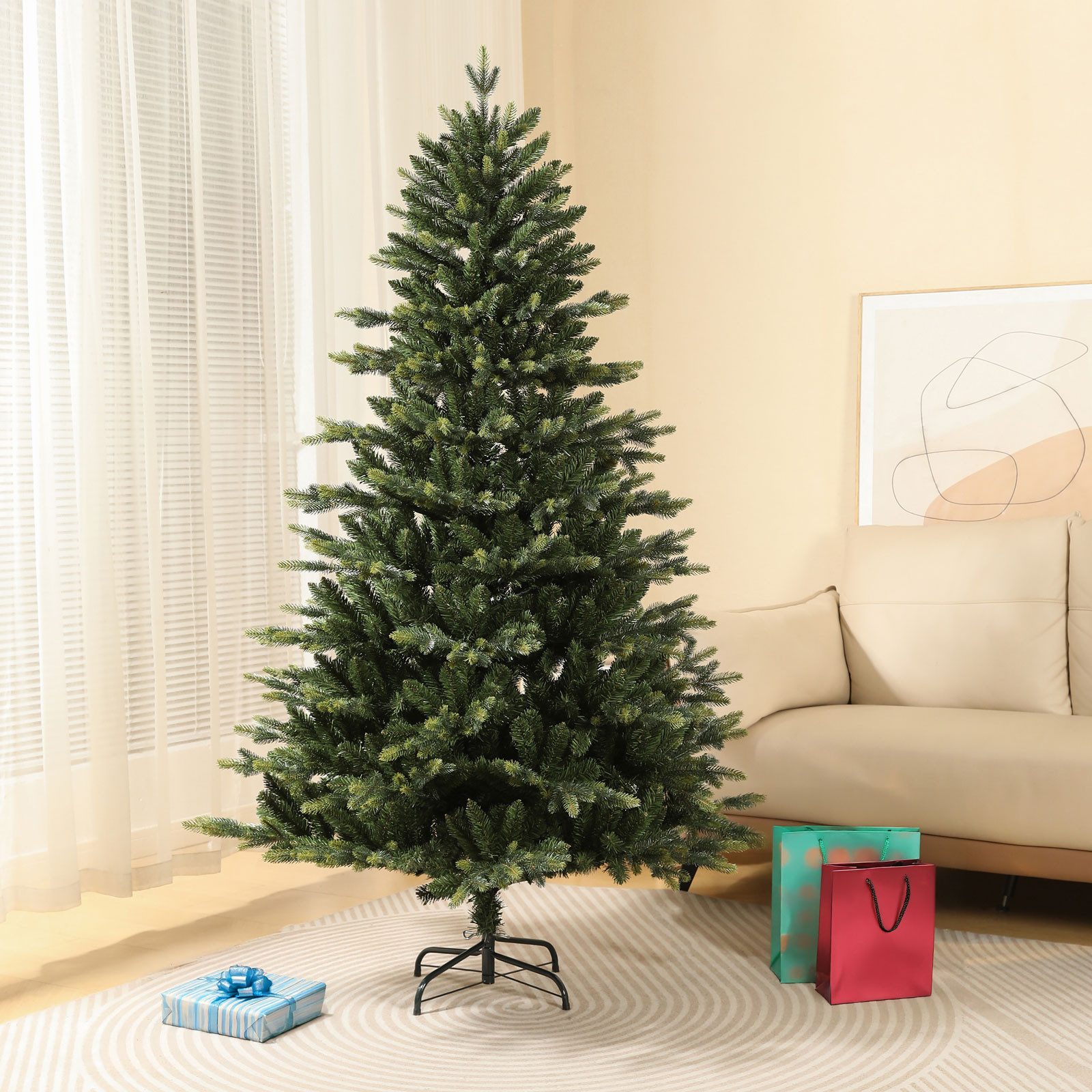 SVITA Künstlicher Weihnachtsbaum, Nordmanntanne, Tannenbaum, langlebig, 210 cm – Bild 2 von 5