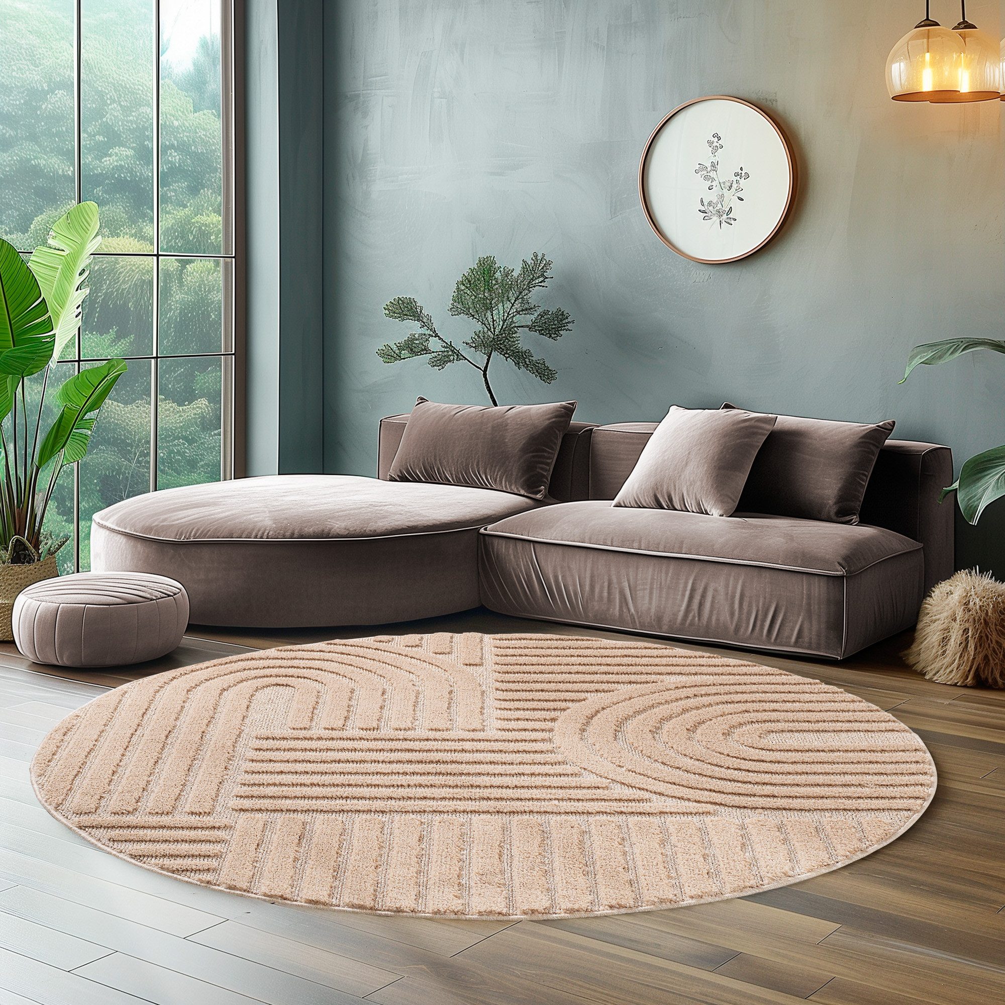 SIMPEX24 Designteppich Skandinavischer Boho, Rund, Höhe: 8 mm, Teppich Wohnzimmer, Schlafzimmer, Gästezimmer