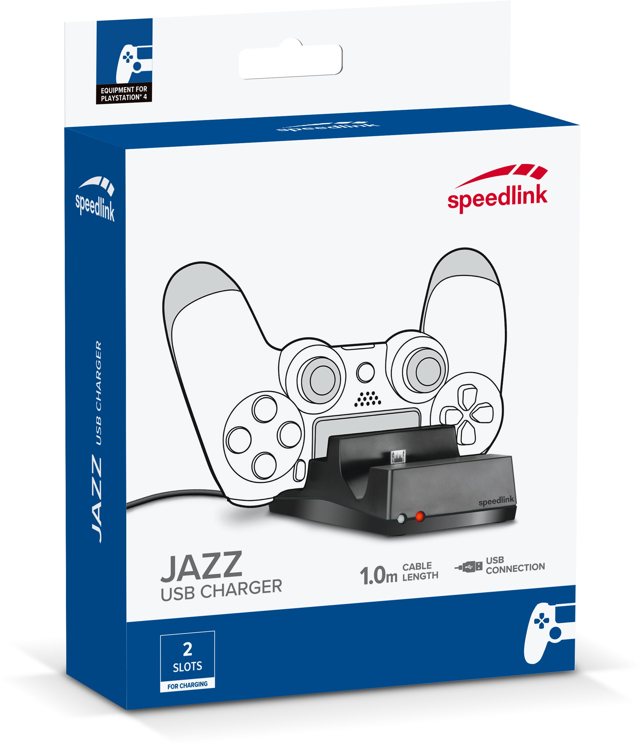Speedlink JAZZ USB-Charger für PS4, schwarz Controller-Ladestation (USB Ladegerät für Original-PlayStation-4-Gamepads)