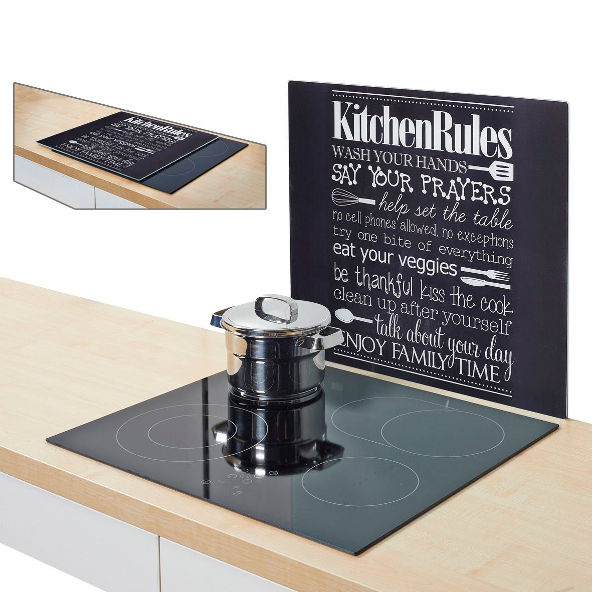 Zeller Present Herdblende-/Abdeckplatte Kitchen (1 ESG-Sicherheitsglas, tlg) Rules