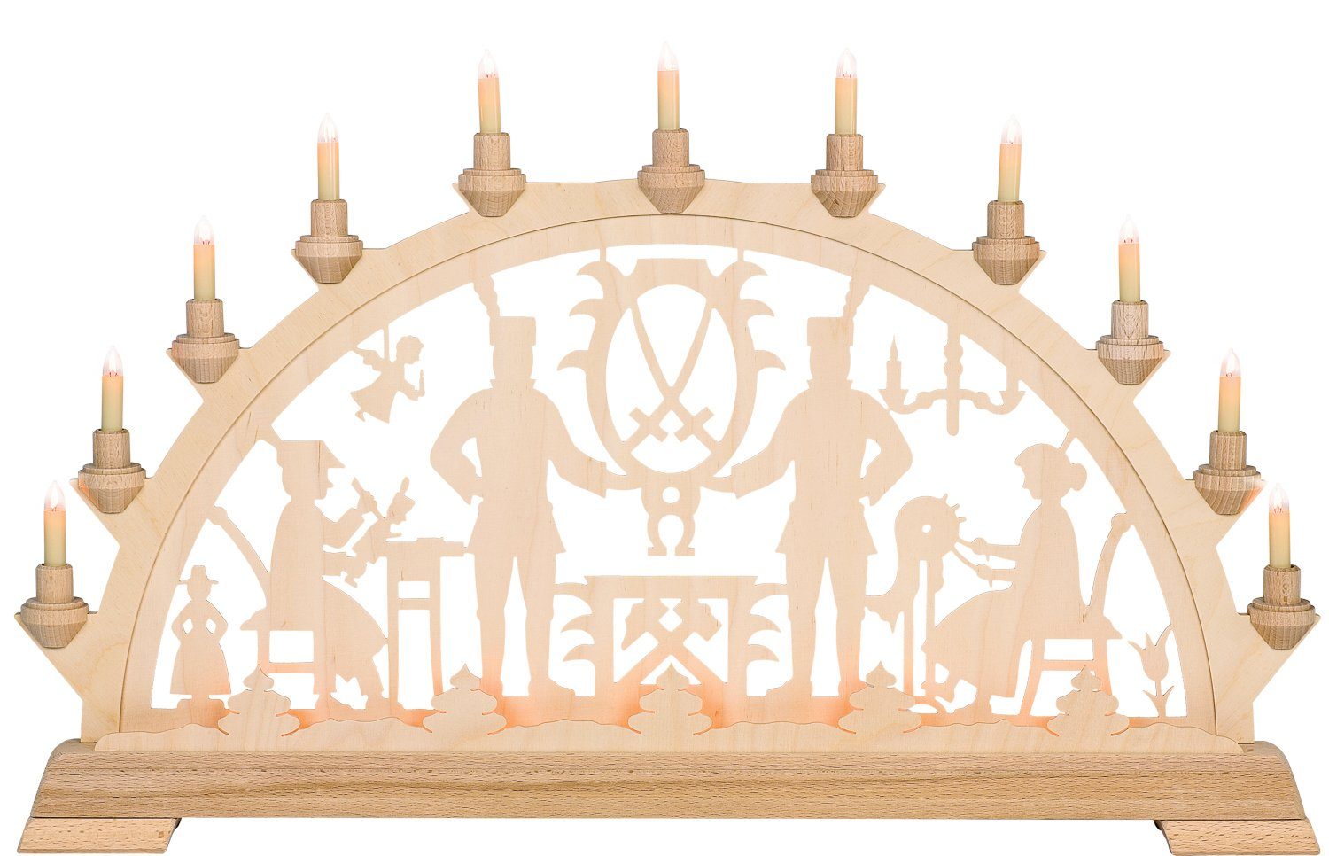 Kunstgewebe Taulin Schwibbogen Taulin Lichterbogen Motiv Erzgebirge, Handarbeit aus dem Erzgebirge