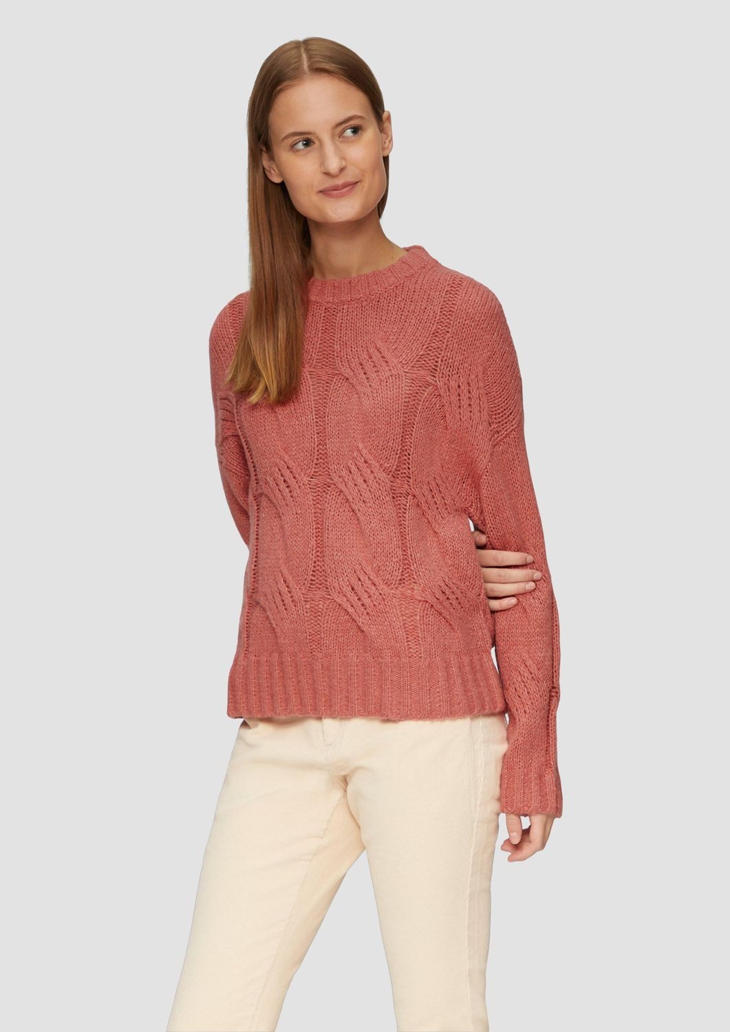 s.Oliver Strickpullover Casual (1-tlg) Strick, Zopfmuster, langarm, Rundhal günstig online kaufen