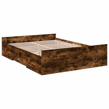 vidaXL Bett Bettgestell mit Schubladen Räuchereiche 140x190cm Holzwerkstoff