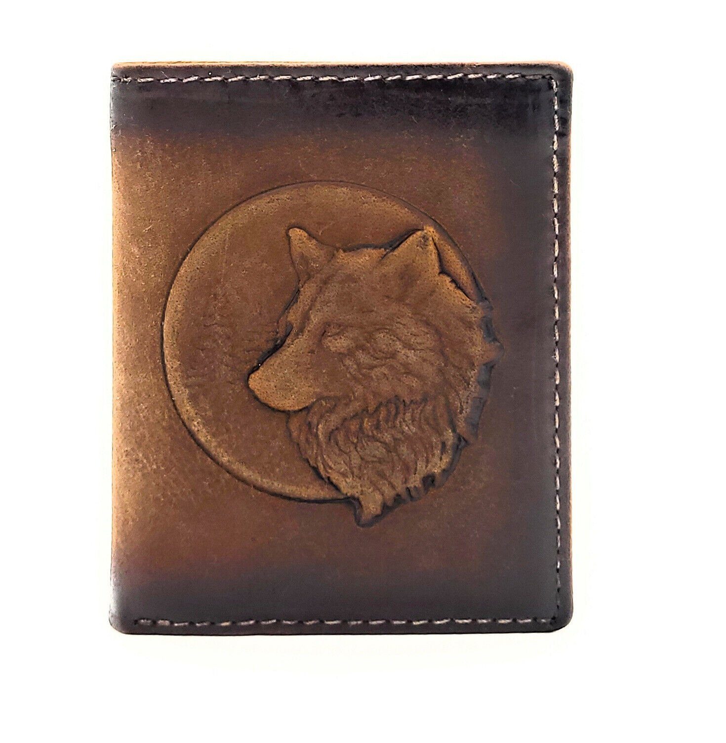 RFID 3D kleines Geldbörse JOCKEY Wolf Schutz, geprägter echt CLUB Portemonnaie Mini Leder mit