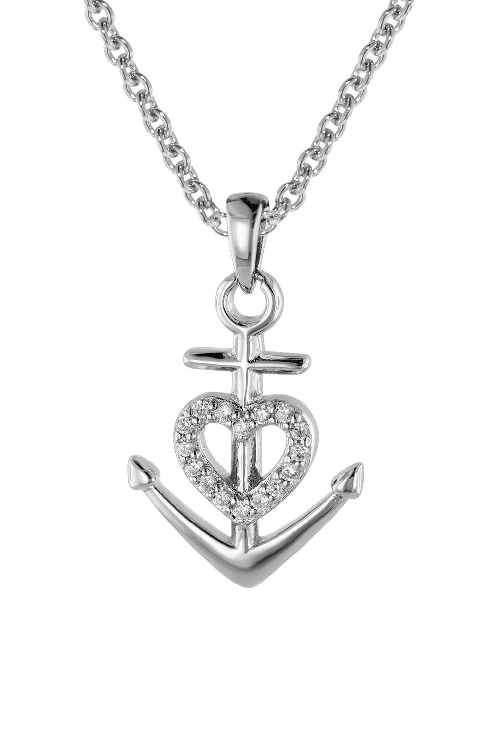 trendor Kette mit Anhänger Glaube Liebe Hoffnung Anhänger mit Damen-Silber günstig online kaufen