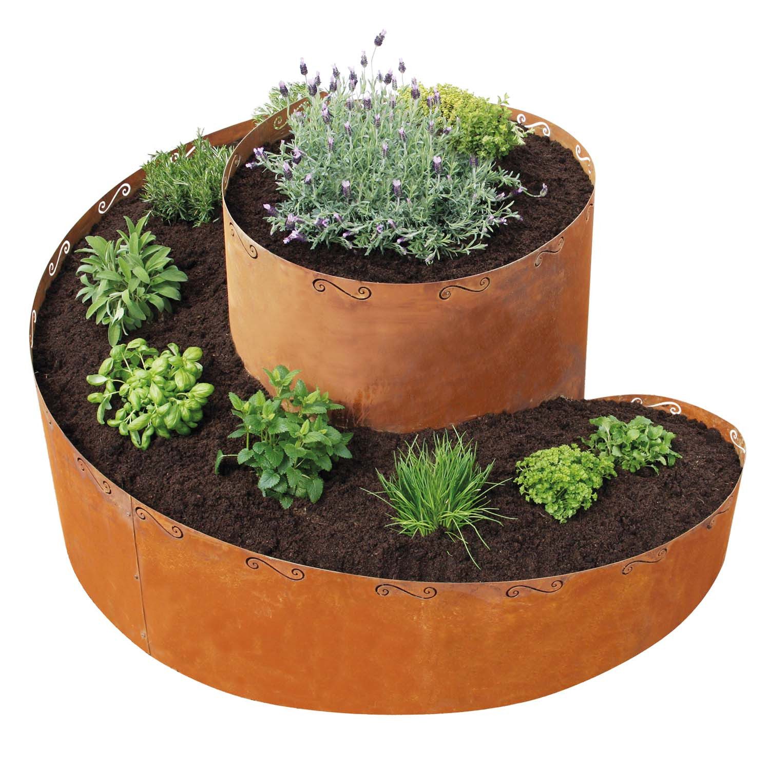 Bellissa Kräuterspirale Kräuterspirale Corten 130x140x80cm Kräuterschnecke Hochbeet Pflanzring