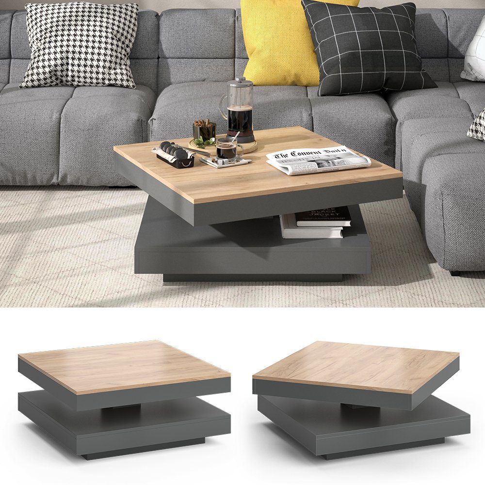Vicco Couchtisch Elias, Anthrazit/Goldkraft Eiche, 70 günstig online kaufen