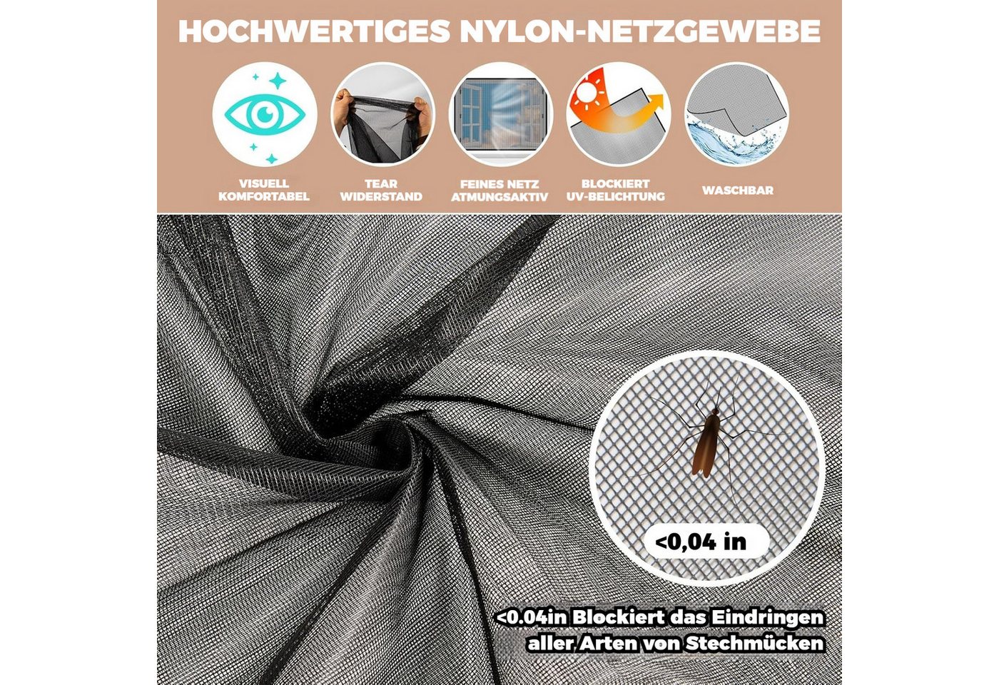 Thumbnail - BlingBin Fliegengitter-Gewebe Moskitonetz Fenster mit Klettband Selbstklebend, Fliegennetz Fenster, (Fliegengitter Fenst...
