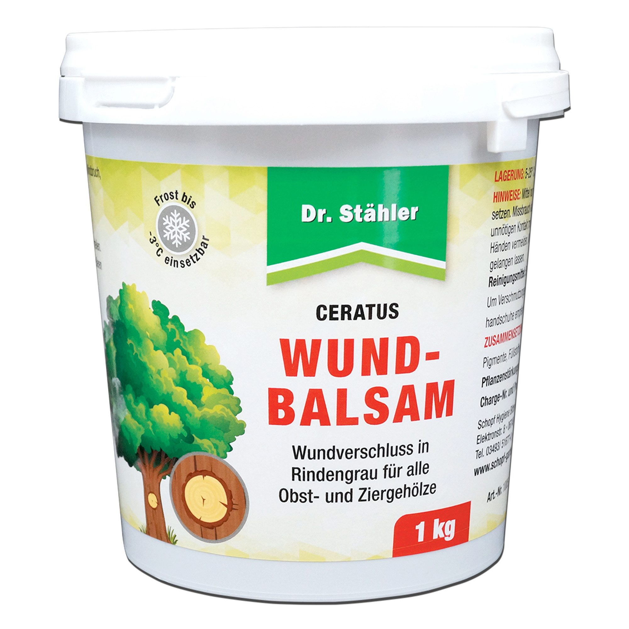 Dr. Stähler Baum-Wundverschluss Ceratus Wundbalsam – Mittel zur Wundversorgung für Bäume, 1000 g, Zuverlässiger Schutz vor Umwelteinflüssen & Keimen, Dauerhafte Wundpflege für Obst-, Zier- und Laubbäume, Zuverlässiger Schutz für Schnitt- und Rindenverletzungen