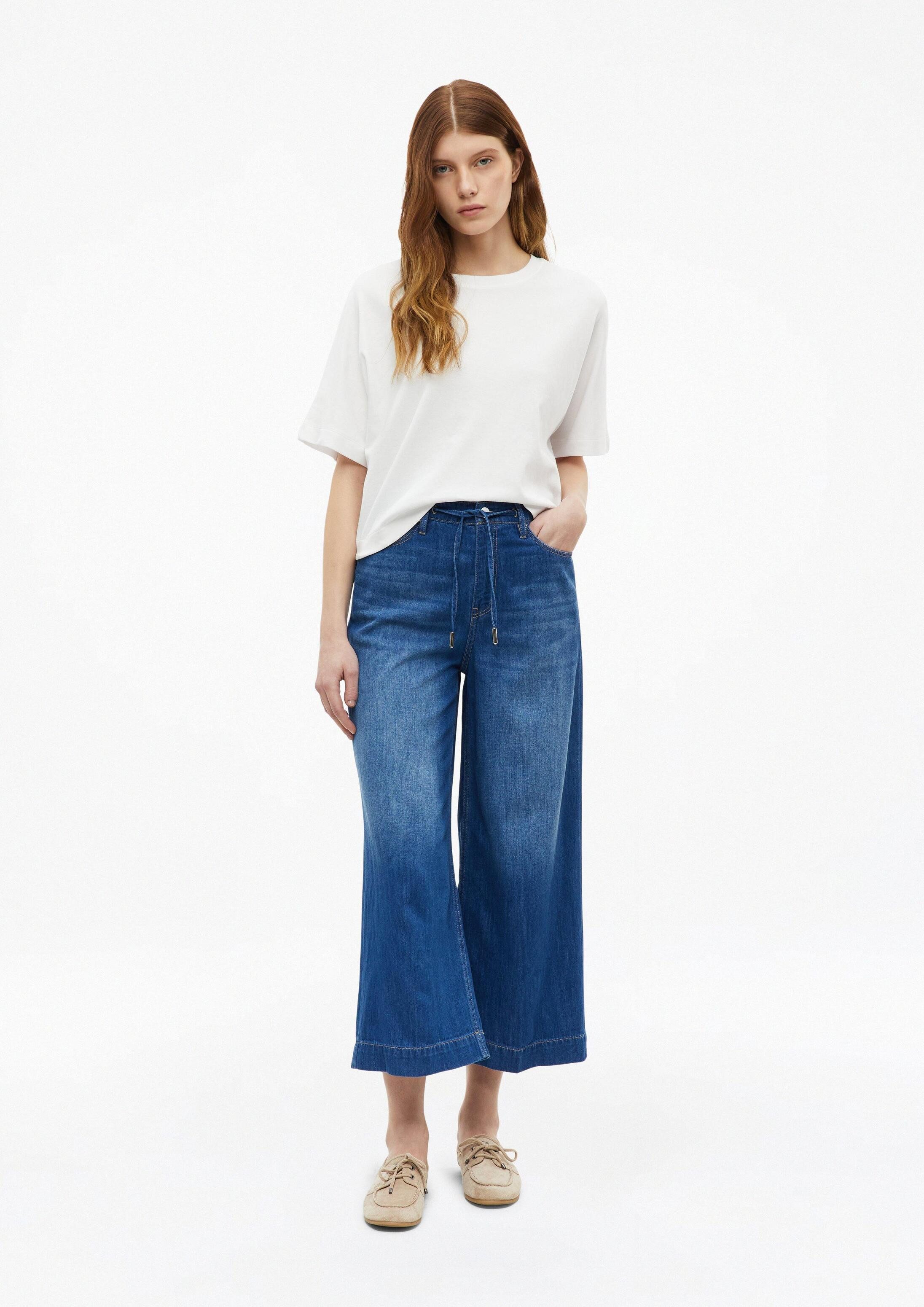 s.Oliver Weite Jeans Jeans-Hose SURI Culotte-Jeans Suri / Regular Fit / High Rise / Wide Leg / im Leinenmix