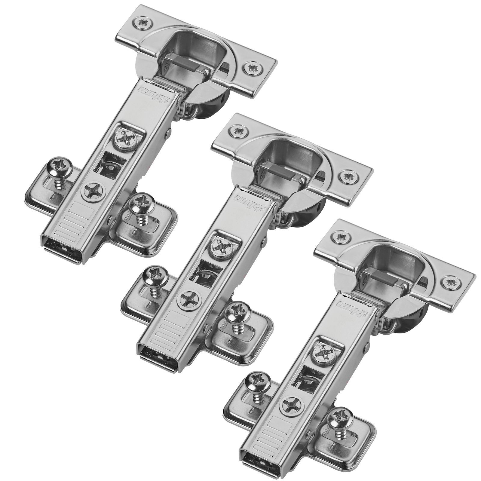 blum Möbelbeschlag Topfband Schrankscharnier 110° 71B3580 Eckanschlag SoftClose (Spar-Set, 3 St), 3D-Verstellung, inkl. Montageplatte 174E6100