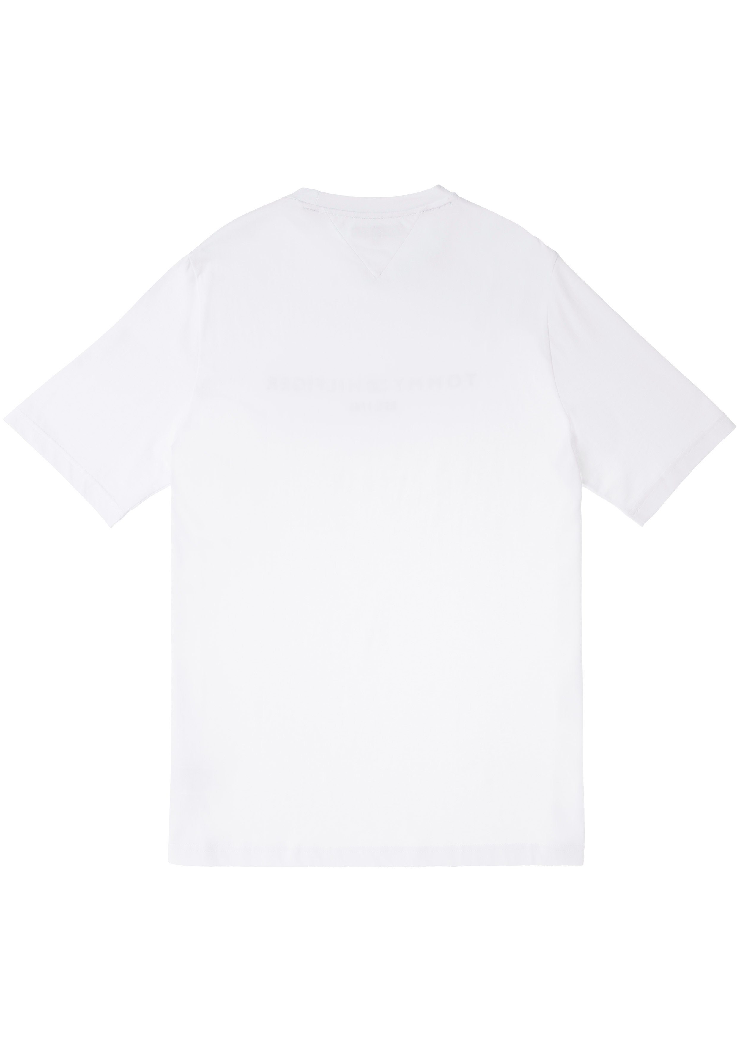 Tommy Hilfiger Logoschriftzug & Tommy auf BT-TOMMY TEE-B der Big weiß T-Shirt Hilfiger Tall Brust mit LOGO