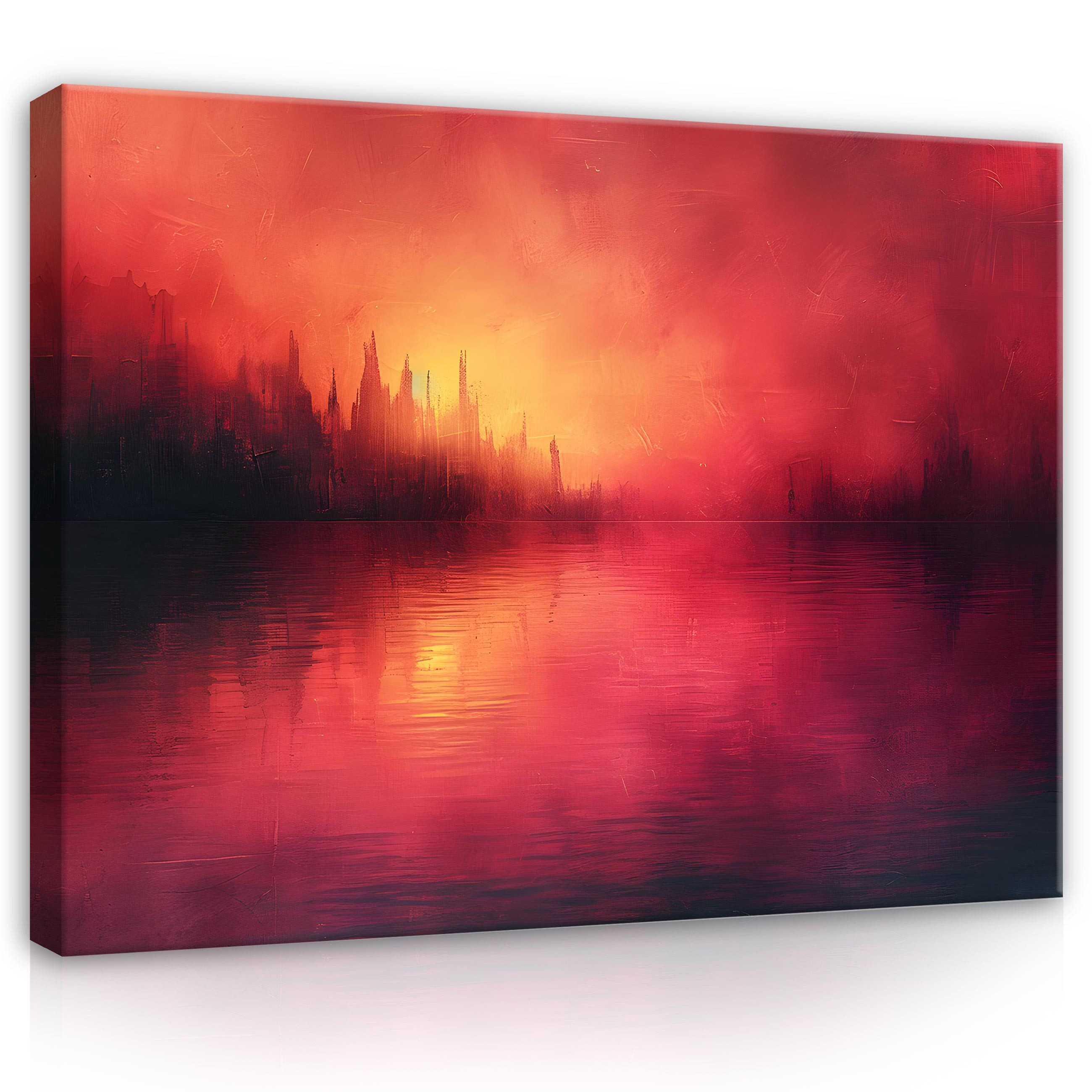 Wallarena Leinwandbild Abstrakt Modern - Rot - Modern - Schlafzimmer, Abstrakt, 40x30x2cm