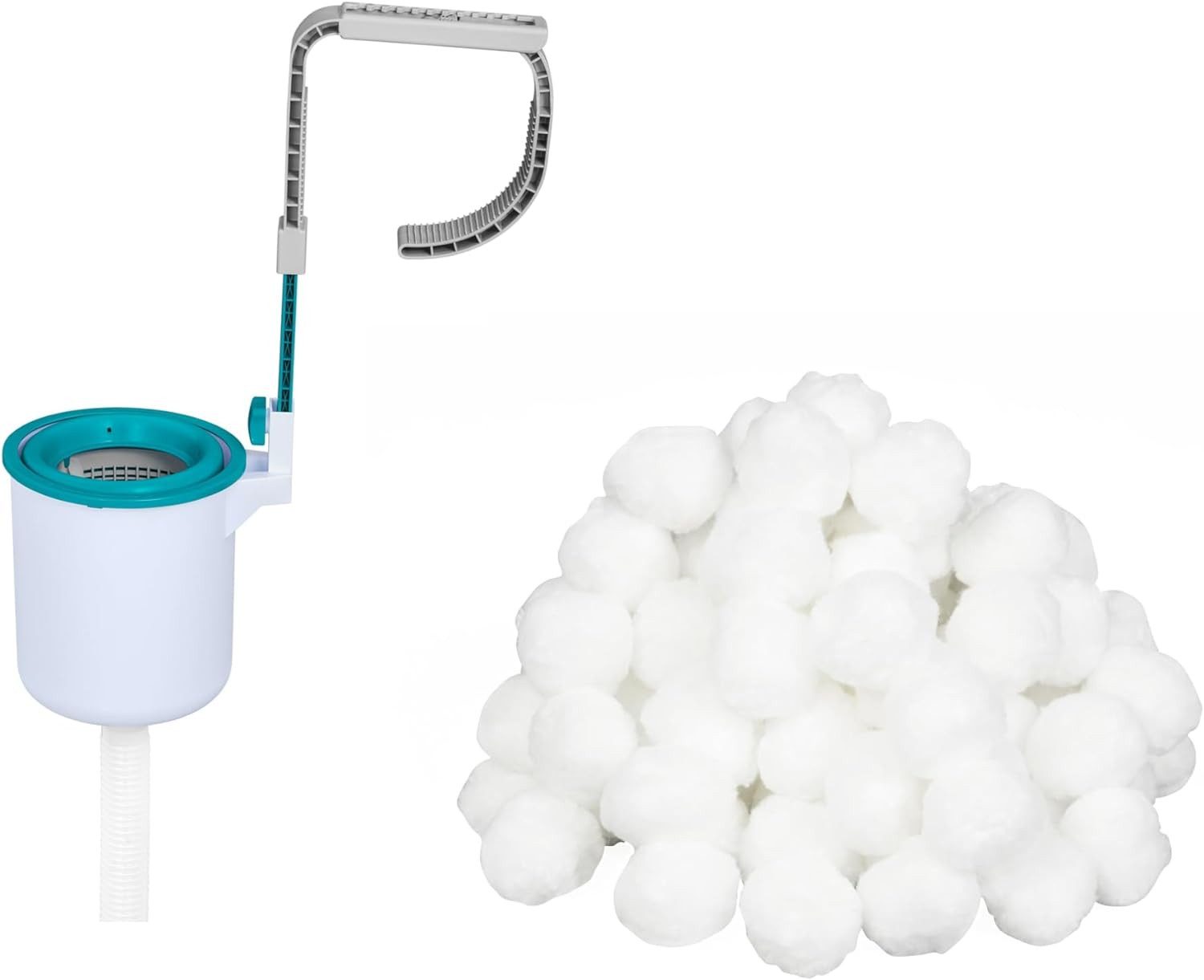 Bestway Skimmer Poolskimmer Starter-Kit mit 500 g Filterbälle, Einhängeskimmer