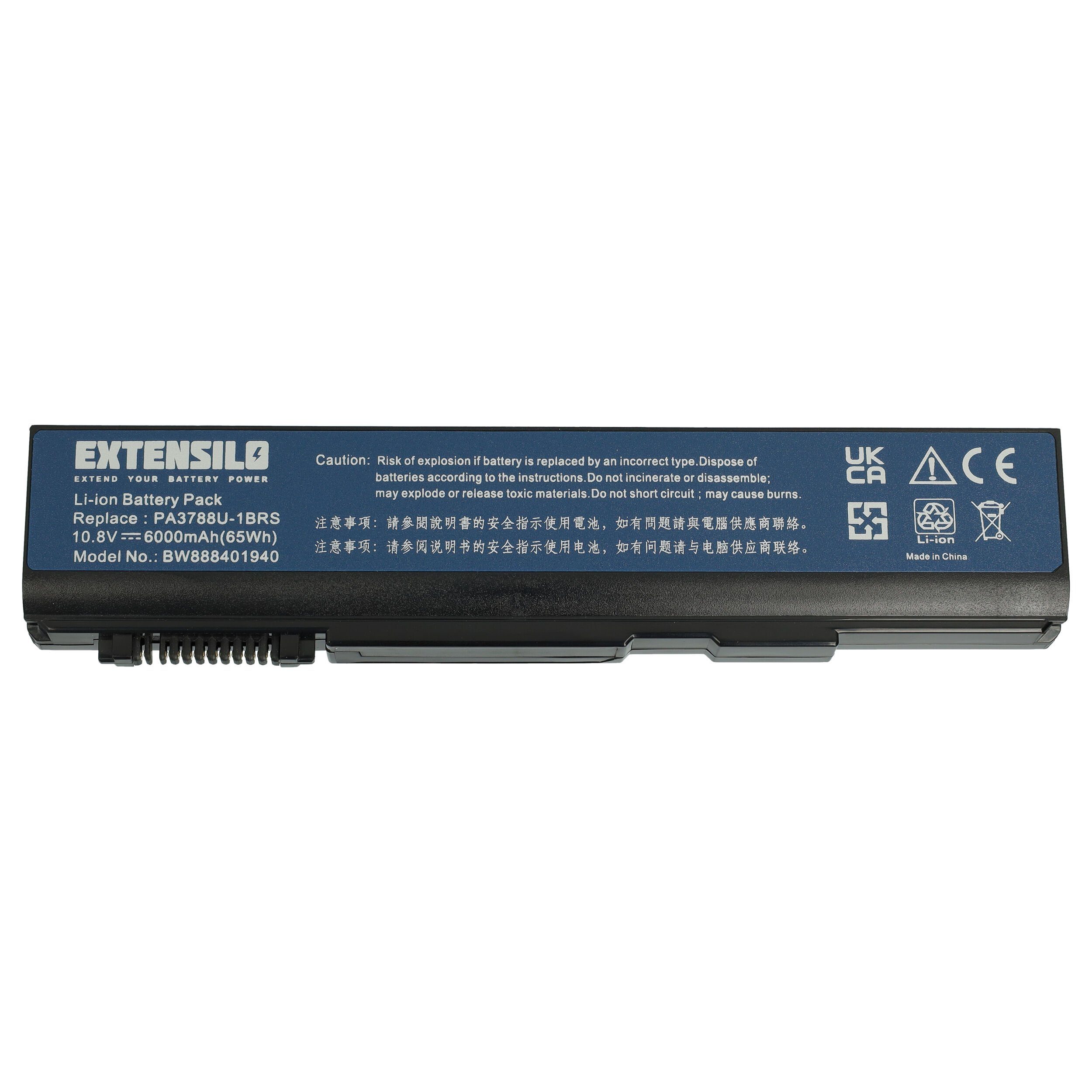 Extensilo Ersatz für Toshiba PA3788, PABAS223, PA3788U-1BRS für Laptop-Akku  Li-Ion 6000 mAh (10,8 V)