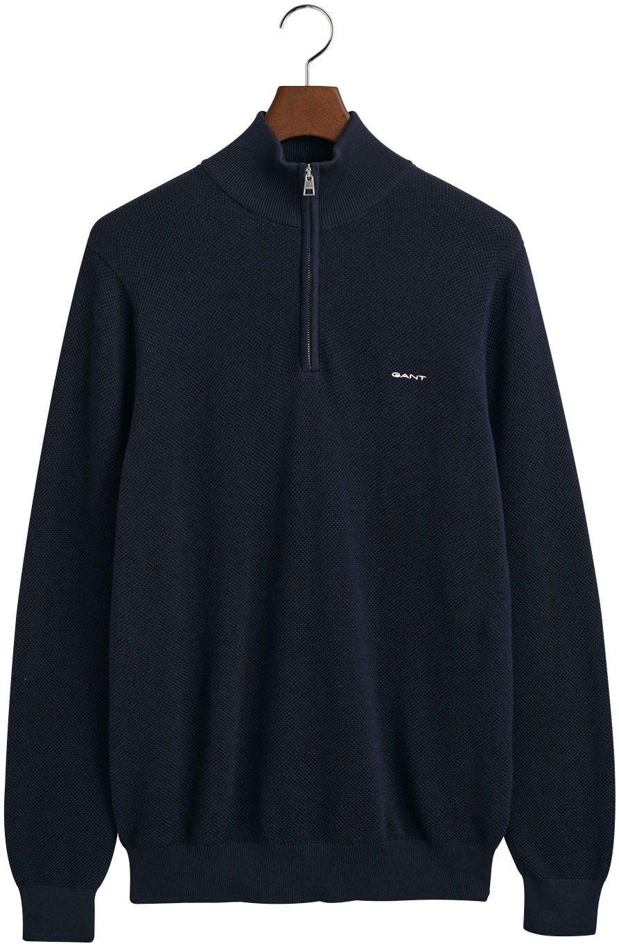 Gant Troyer COTTON PIQUE HALFZIP Piqué-Struktur Evening blue mit