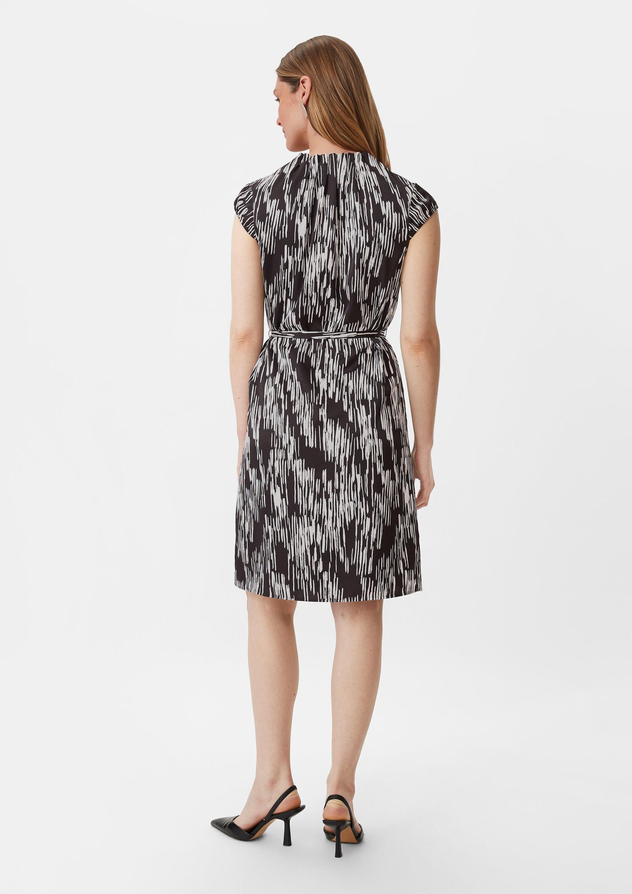 comma Minikleid Kleid Gemustertes Satinkleid mit Raffung