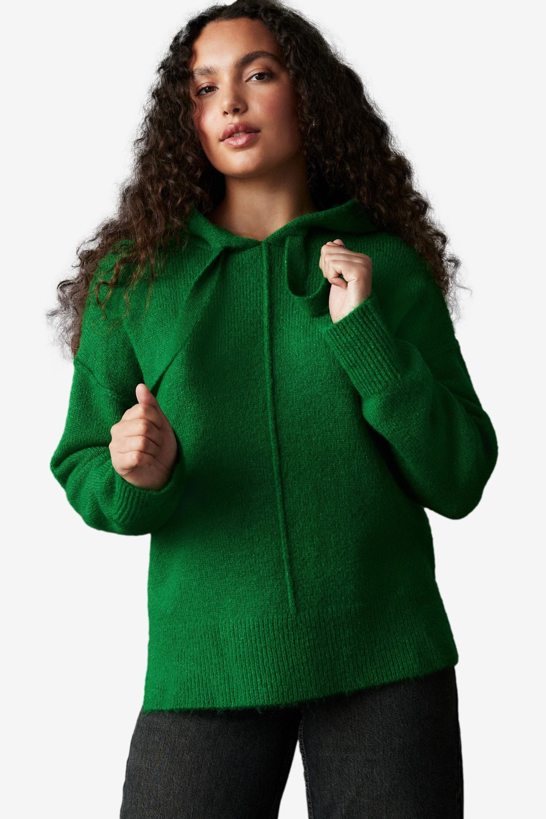 Next Kapuzenpullover Relaxed-Fit Übergroßer gestrickter Kapuzenullover günstig online kaufen