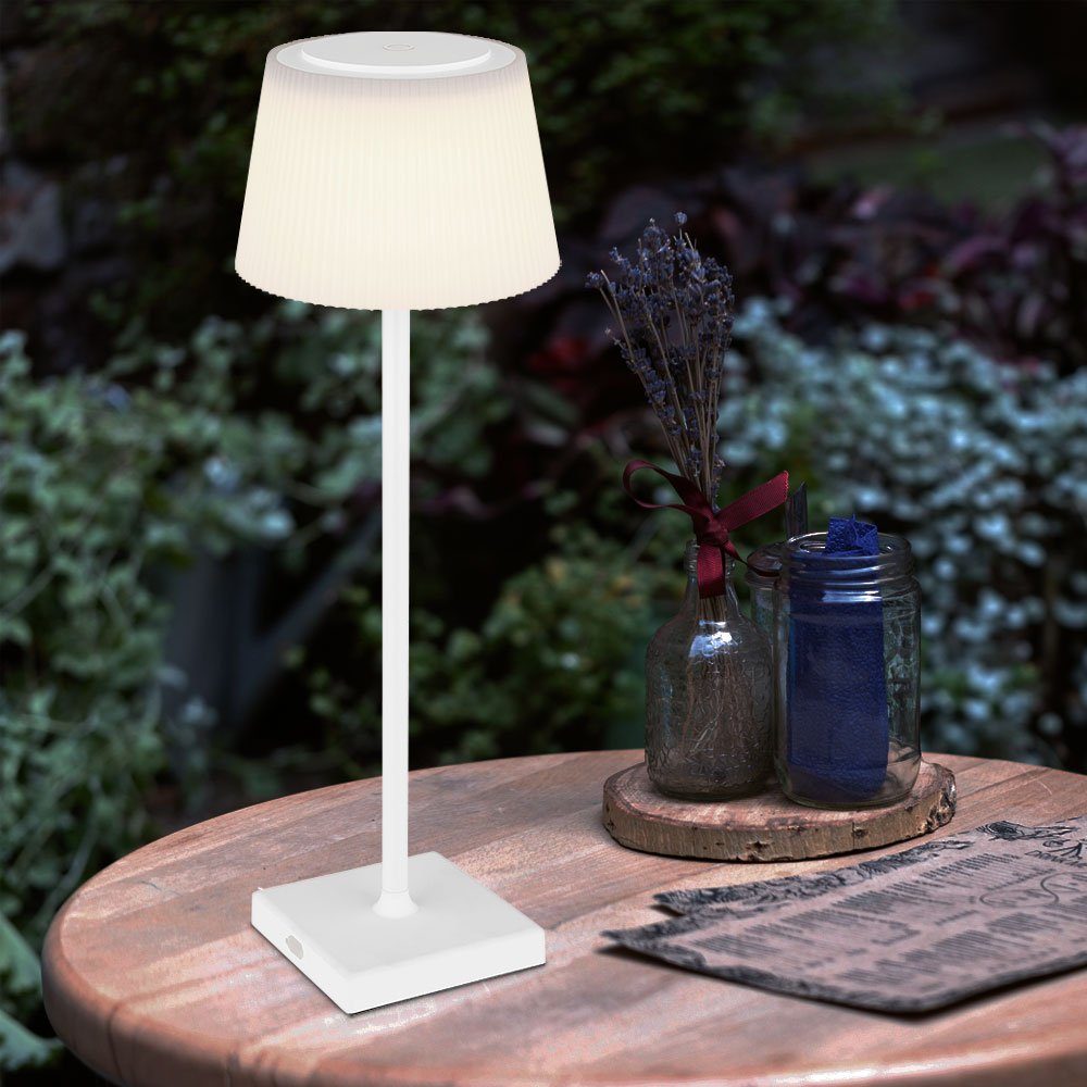 GLOBO LIGHTING Außen-Tischleuchte, Kaltweiß, Warmweiß, Neutralweiß, Tageslichtweiß, Tischleuchte Touchdimmer Gartenlampe Leuchte IP44 LED USB Akku Weiß H
