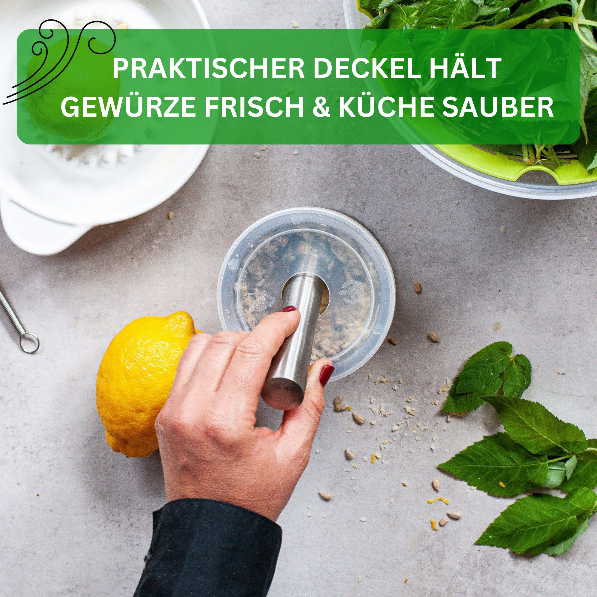 Thiru Mörser Premium mit Stößel und Deckel Ø 10 cm – Bild 4 von 5