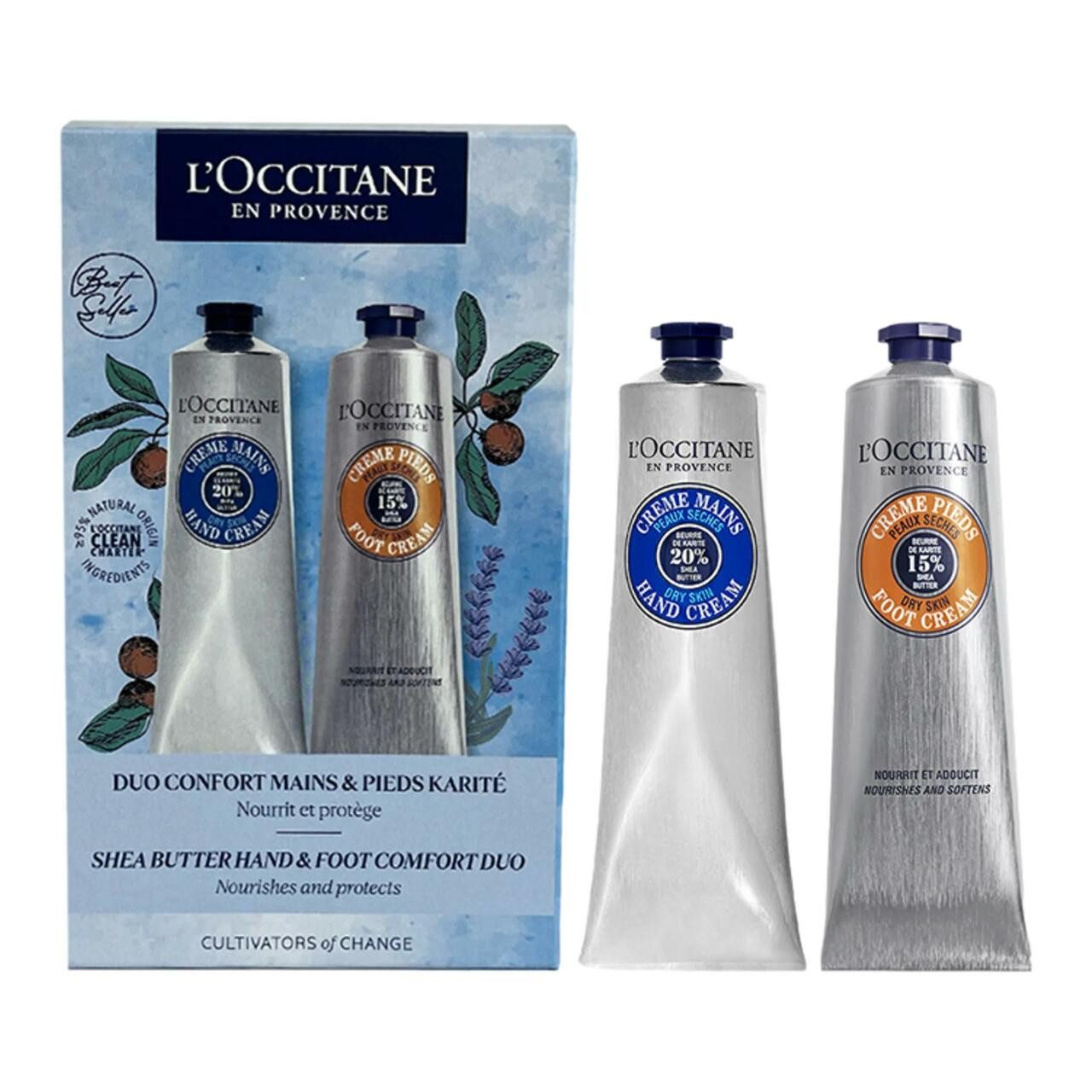 L'OCCITANE Bodylotion Shea Hand- und Fußpflege Duo = Handcreme 150 ml + Fußcreme 150 ml, für alle Haartypen, für alle Hauttypen