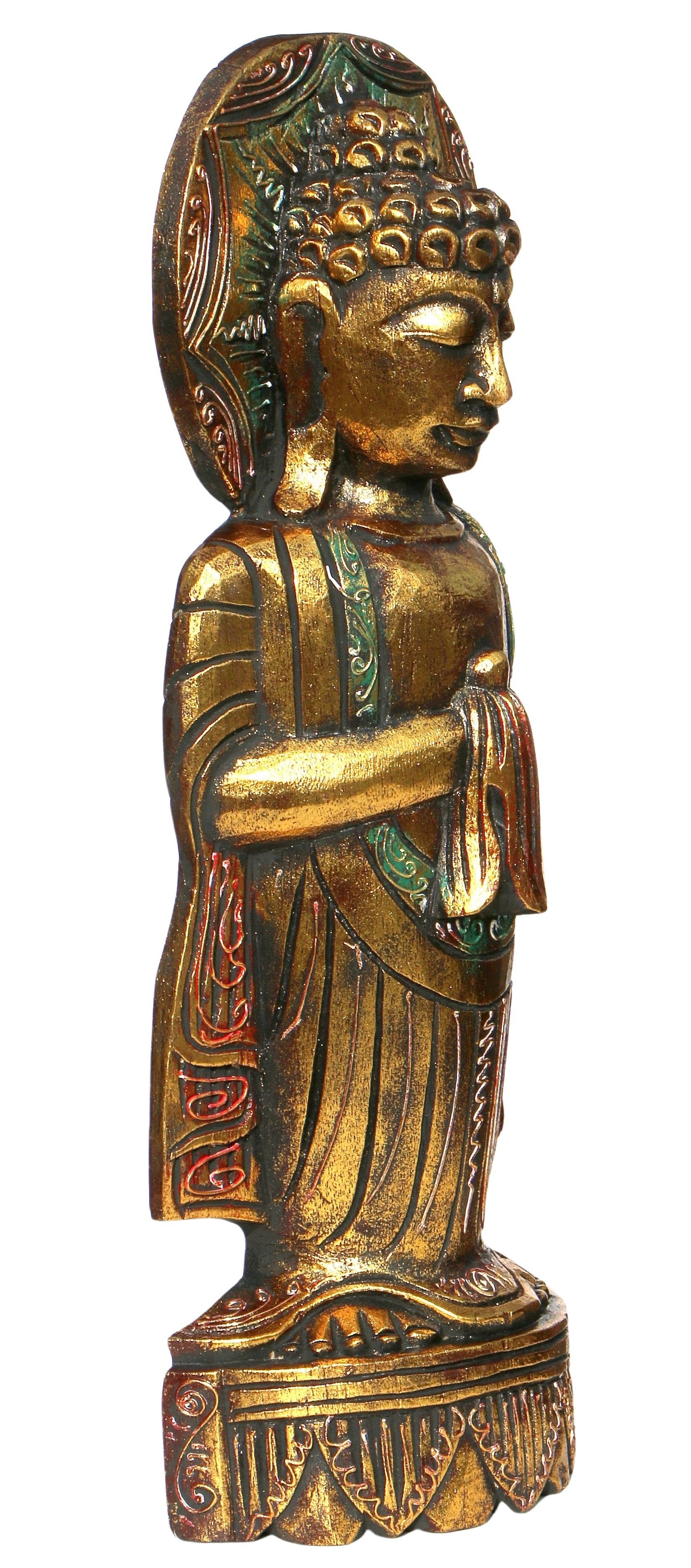 Wogeka Buddhafigur 50 cm Meditation Buddha Sonne Holz-Figur Statue Asien Feng Shui