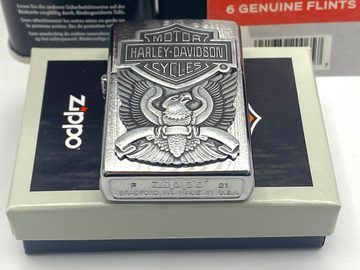 Zippo Feuerzeug Harley Davidson Motorrad Adler Emblem - Geschenk Set Feuerzeug