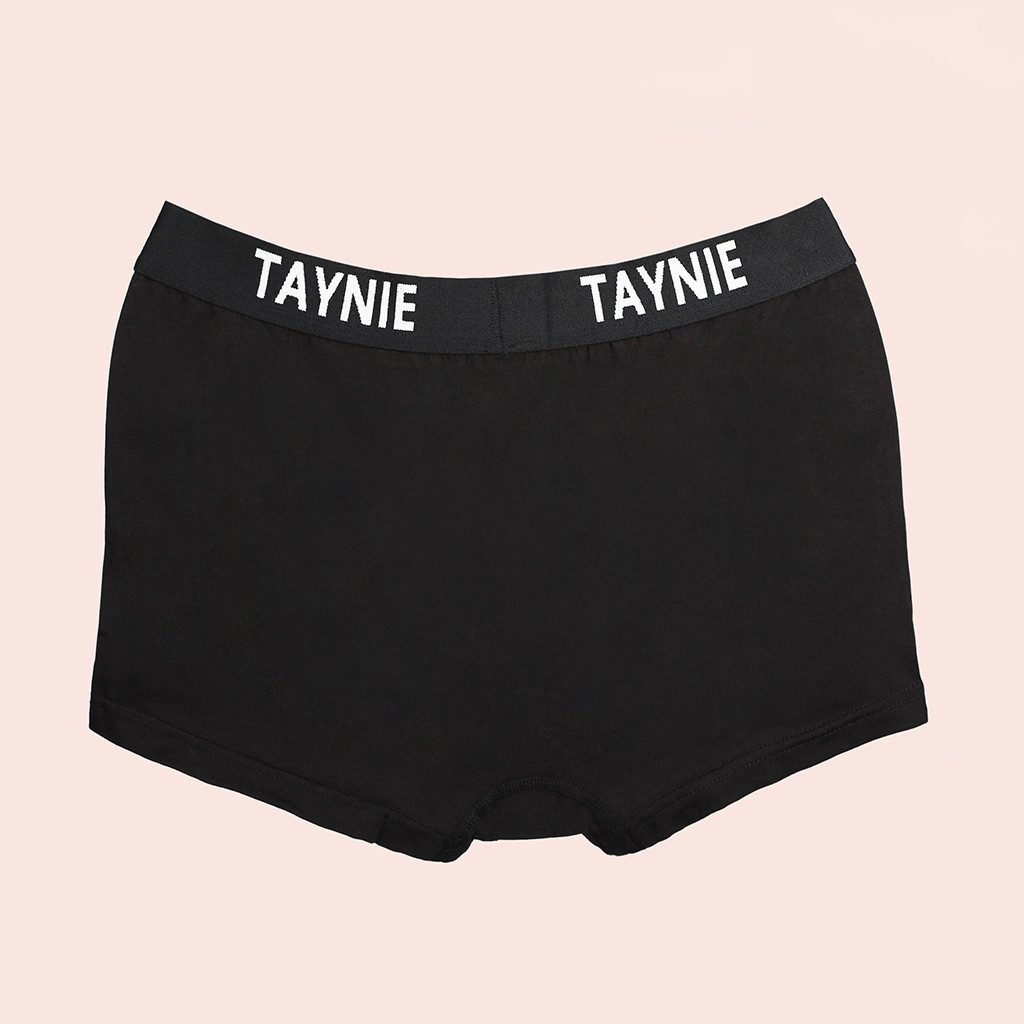 Taynie Retro Boxer schwarz/weiß - Herren Boxershorts aus Bio-Baumwolle sportlich (Spar-Set, 2-St., 2er-Pack) Logo auf elastischem Bund
