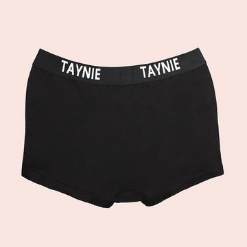 Taynie Retro Boxer schwarz/weiß - Herren Boxershorts aus Bio-Baumwolle sportlich (2er-Pack) Logo auf elastischem Bund