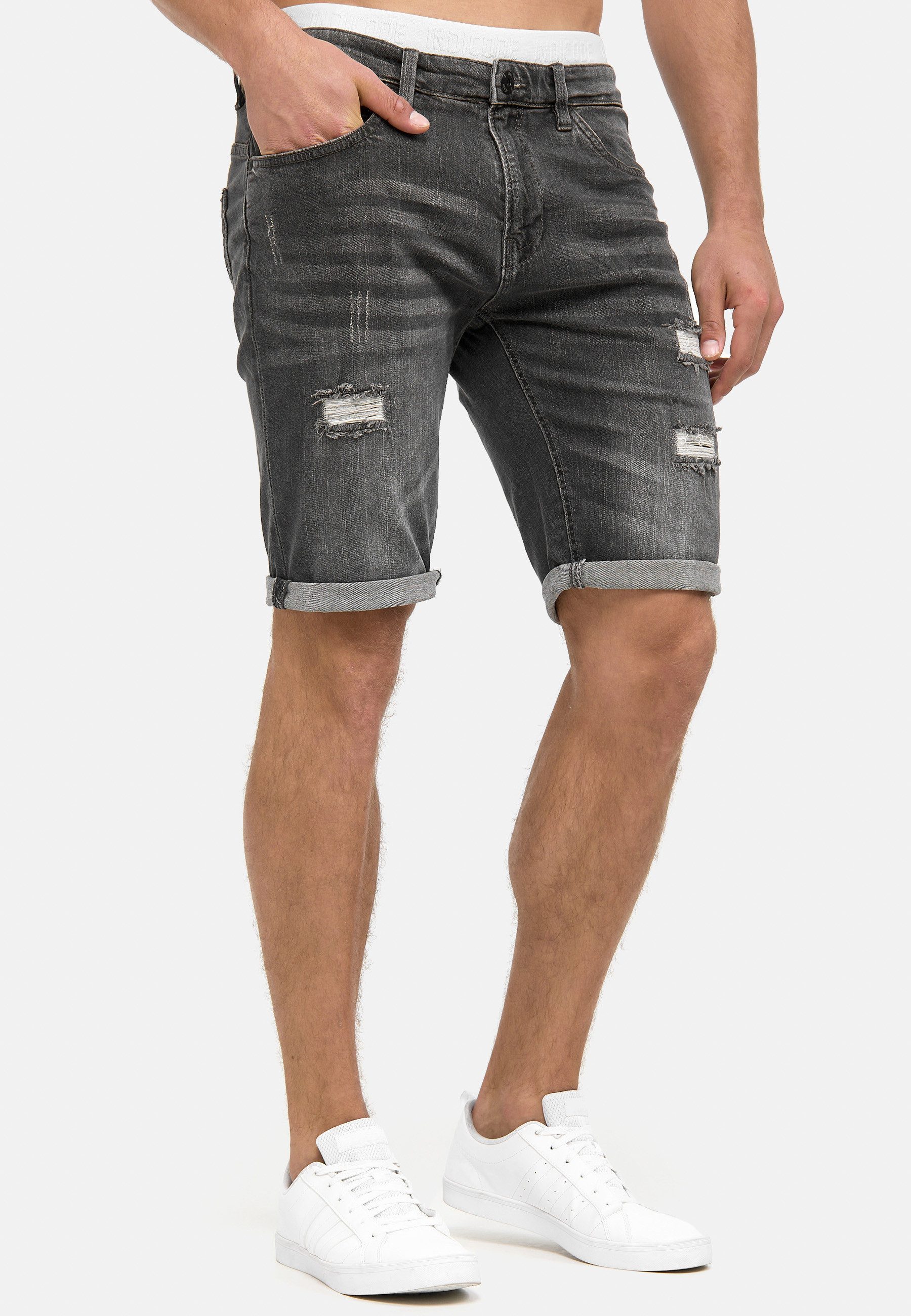 Indicode Jeansshorts Herren Caden Jeans Shorts Herrenshorts mit 5 Taschen, Denimstyle