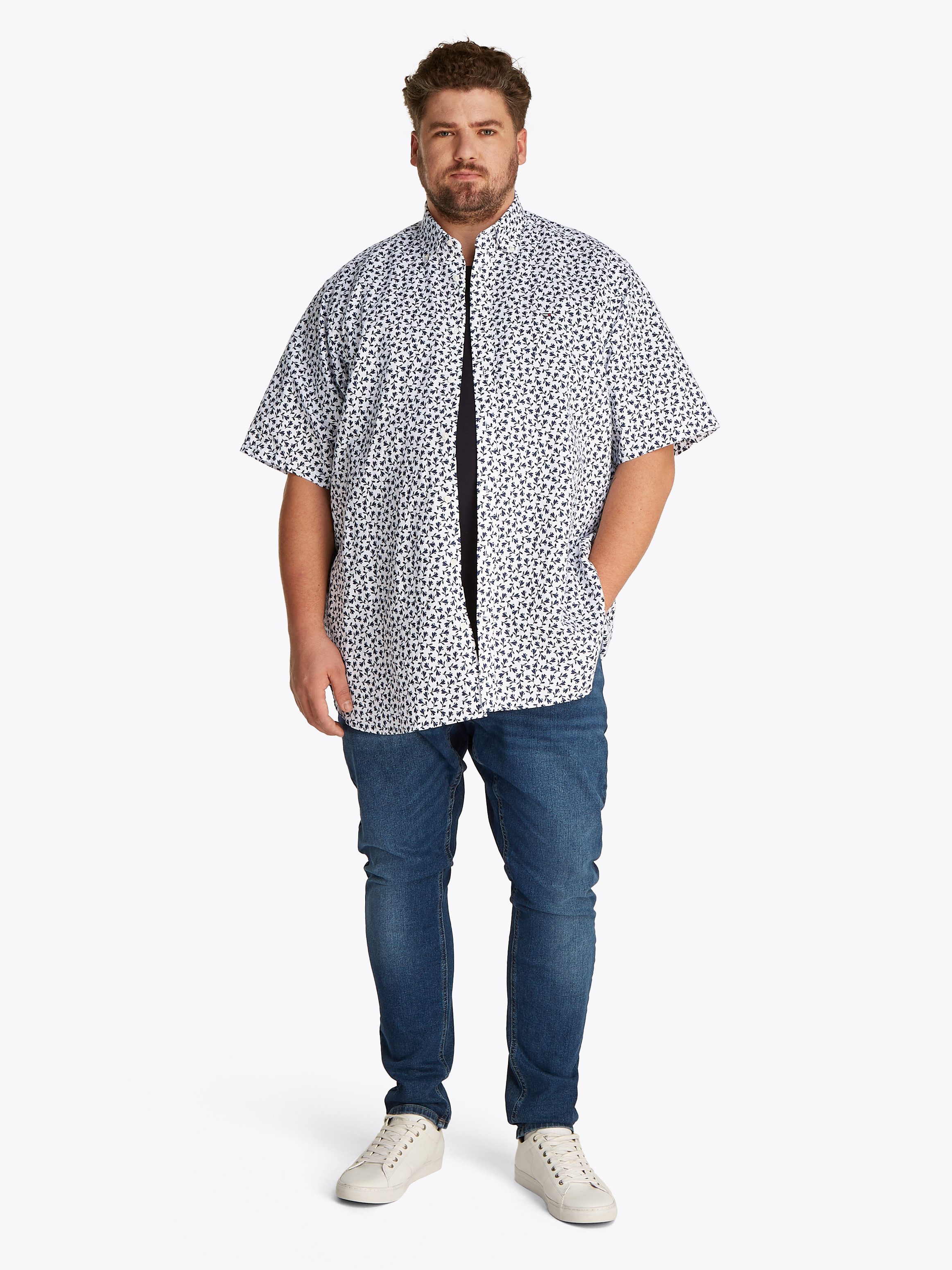 Tommy Hilfiger Big & Tall Kurzarmhemd BT-LINEN BLEND MPRINT mit Allover-Print, Große Größen