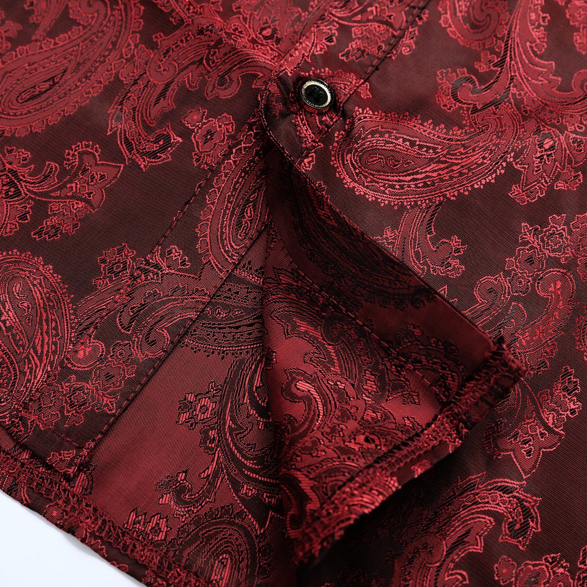 Allthemen Langarmhemd Herren Paisley Freizeithemd mit floralem Muster dünnes Sommerhemd – Bild 5 von 5