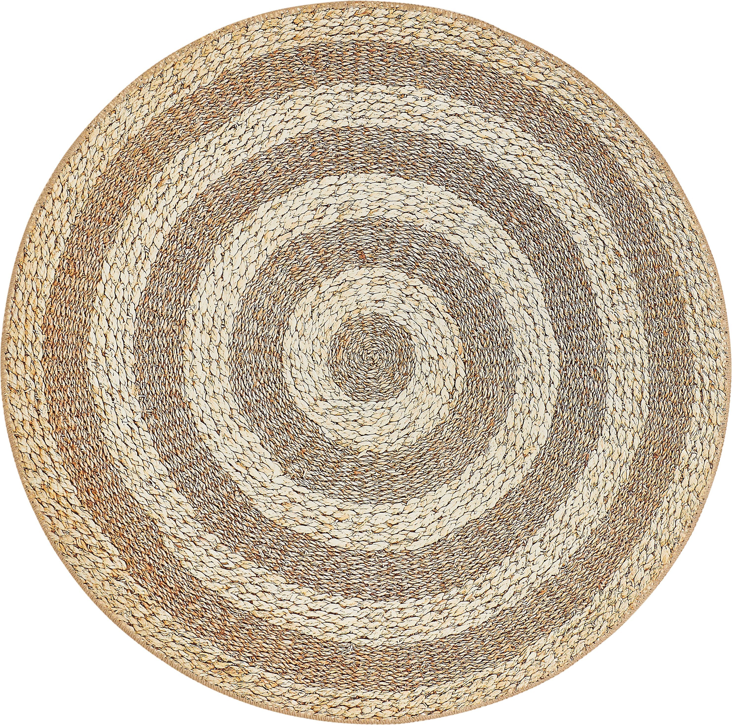 Teppich Stampa, Andiamo, rund, Höhe: 5 mm, bedruckt, Flechtoptik, meliert,  Boho, verschiedene moderne Designs