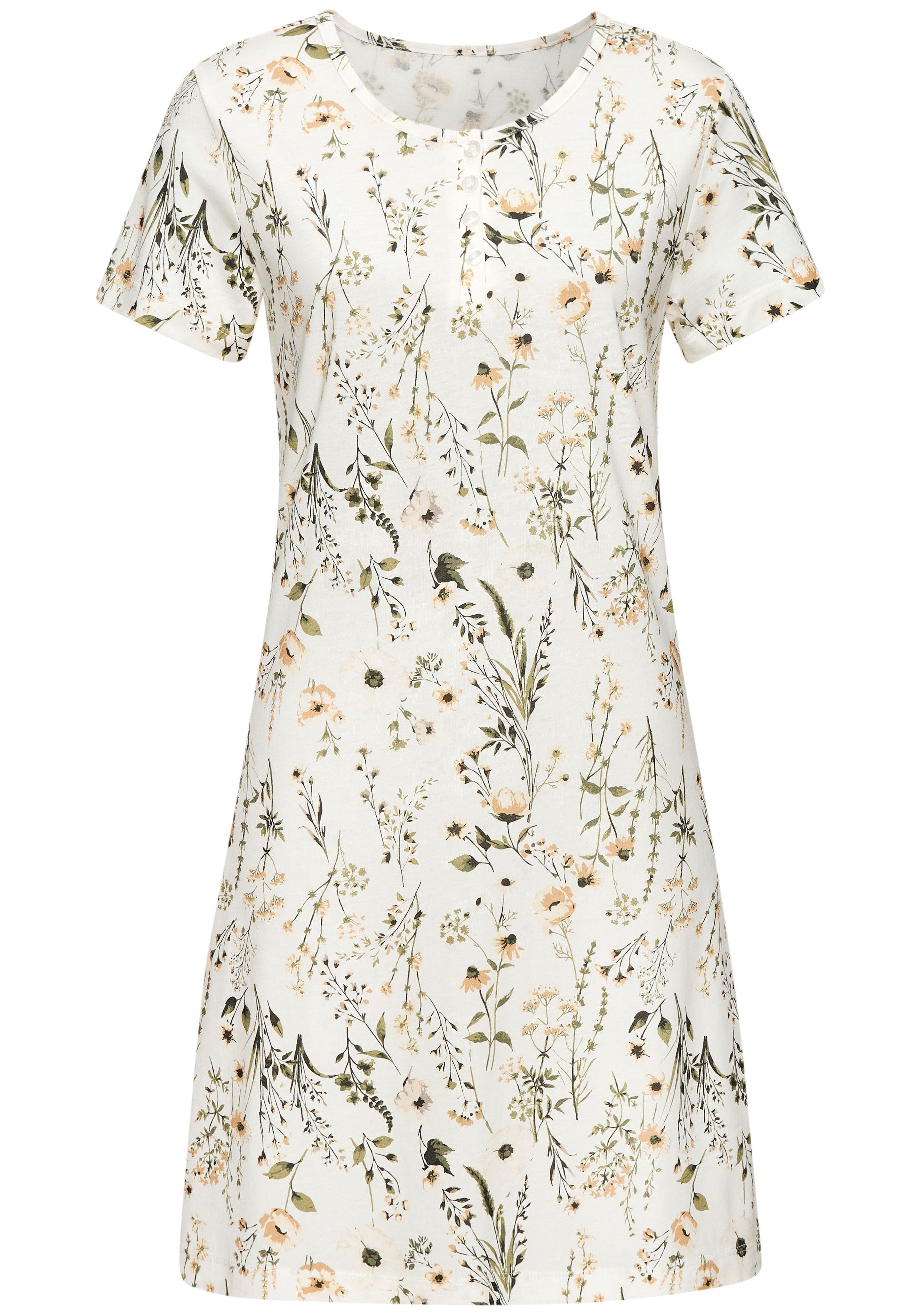 LASCANA Nachthemd mit schönem Blumenprint und Knopfleiste günstig online kaufen