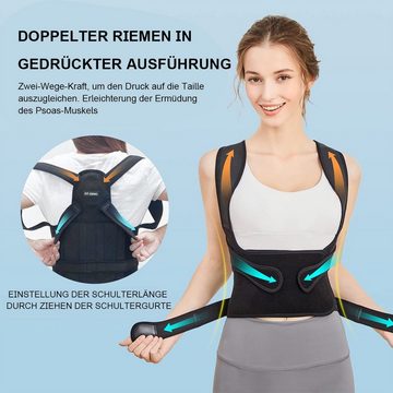 DOPWii Rückenstabilisator Verstellbare und Atmungsaktive Gerade Haltungstrainer Dunkel, Schwarz