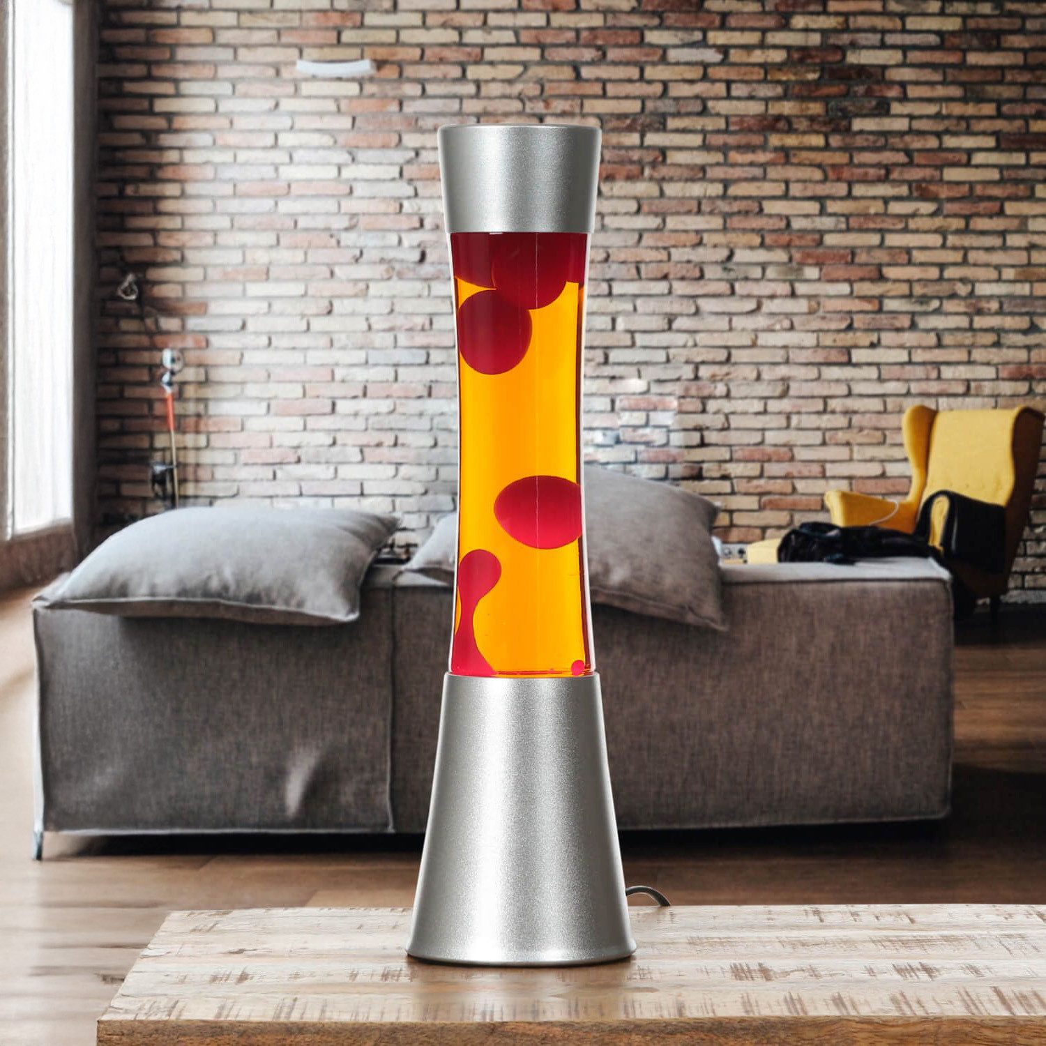 Licht-Erlebnisse Lavalampe SANDRO, Warmweiß, Retro Lampe Rot Orange 39 cm Tischlampe Tischleuchte