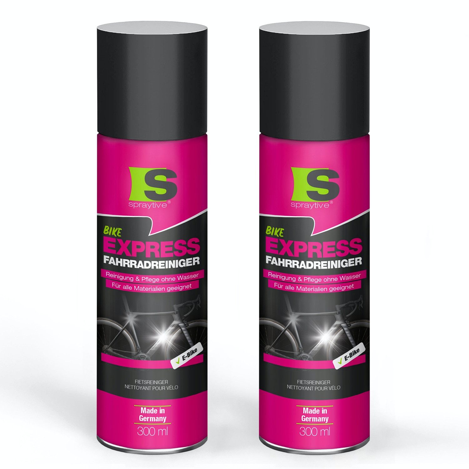 Spraytive 2x 300ml Express Fahrradreiniger Spray, Reinigung & Pflege ohne Wasser Zweiradreiniger (Made in Germany)