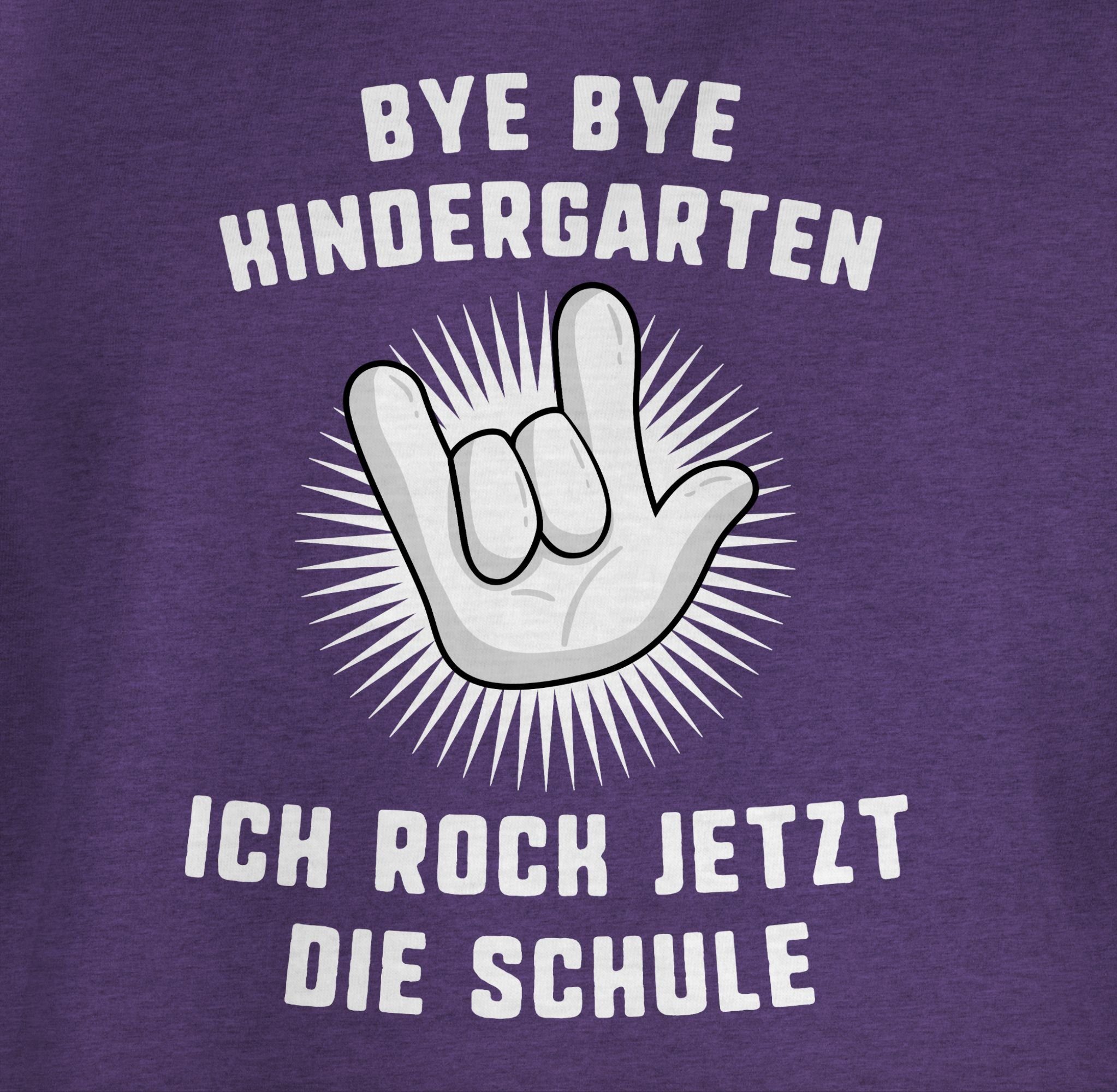Shirtracer Lila jetzt die Hand Mädchen Kindergarten Ich Einschulung rock Meliert Bye Schule 2 T-Shirt Bye