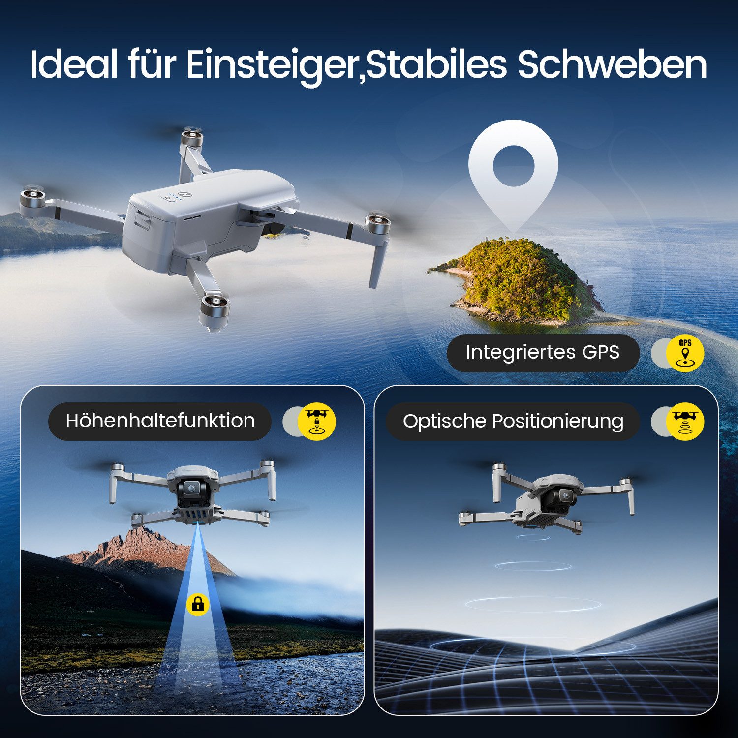 HOLY STONE GPS Drohne mit 4K Kamera, 6 km Bildübertragung, 80 Min Flugzeit Drohne (intelligente Flugmodi – Leicht faltbar für unterwegs, unter 249 g) – Bild 4 von 5